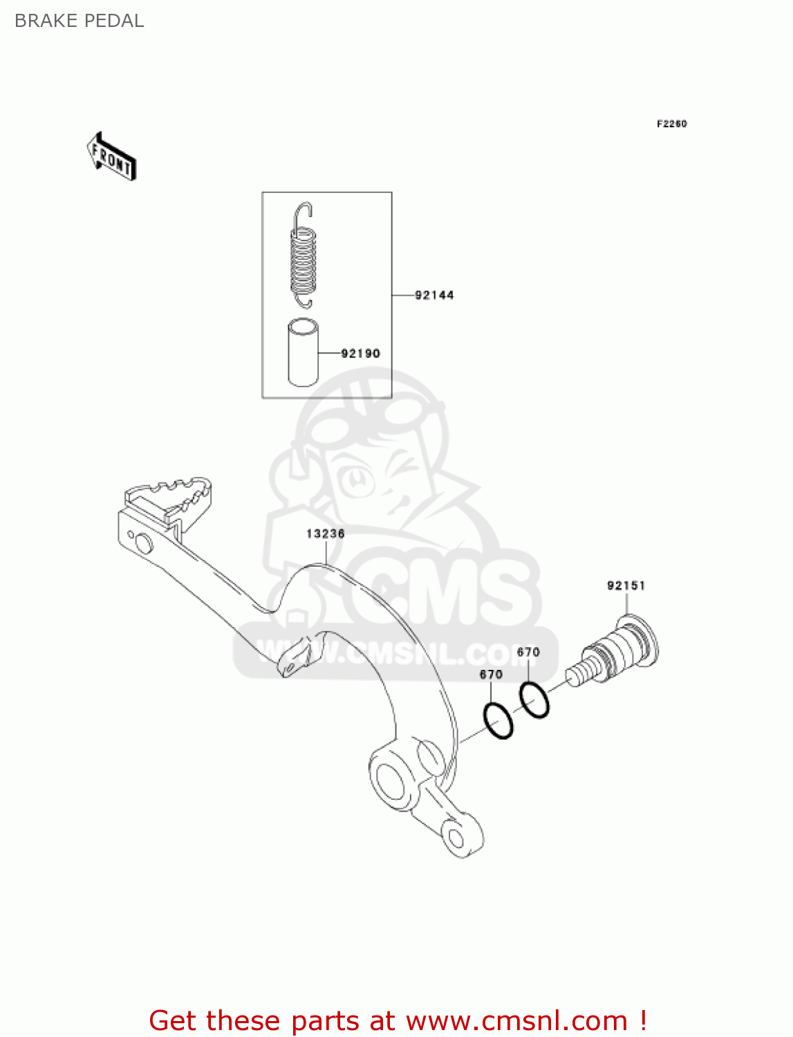 BRAKE PEDAL KX250-N1 KX250F 2004 USA CANADA