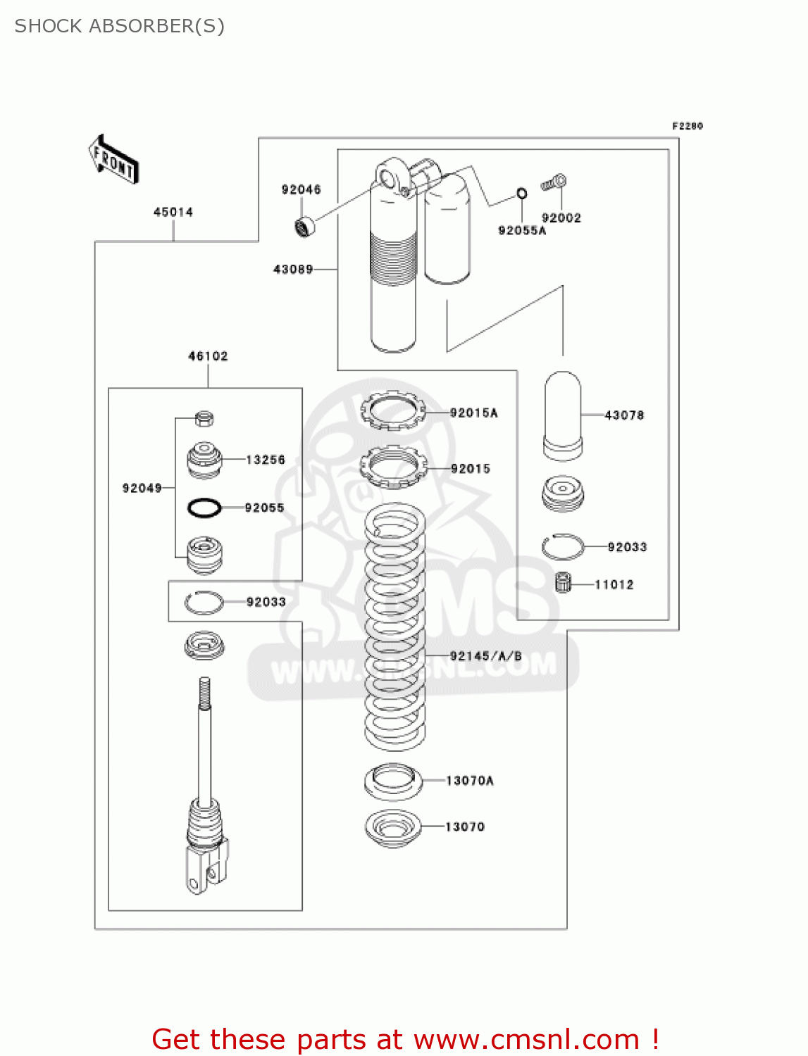 SHOCK ABSORBER(S) KX250-N1 KX250F 2004 USA CANADA
