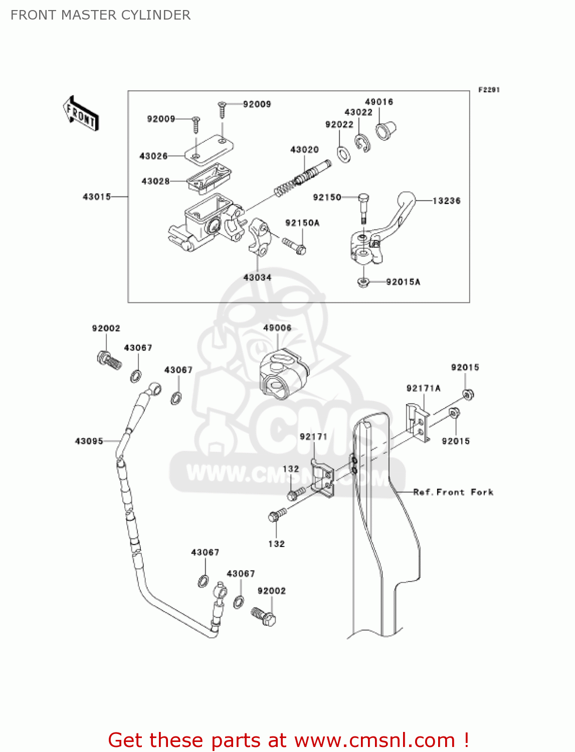 FRONT MASTER CYLINDER KX250-N1 KX250F 2004 USA CANADA
