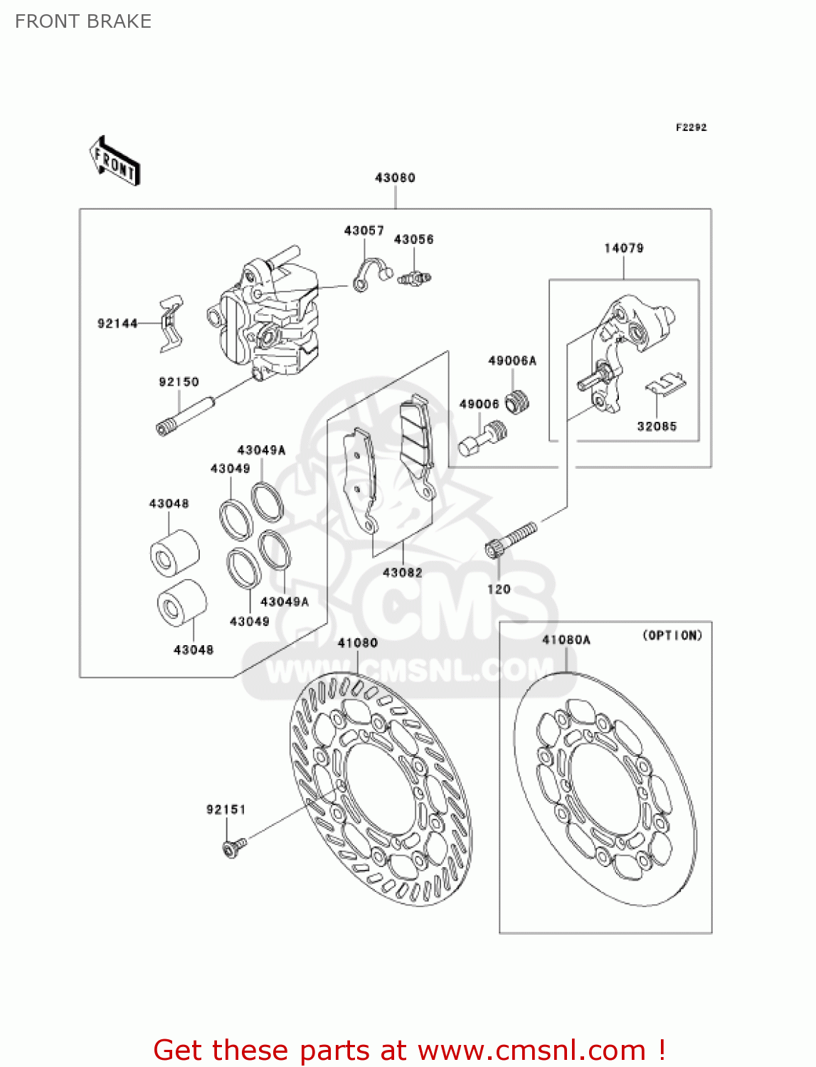 FRONT BRAKE KX250-N1 KX250F 2004 USA CANADA