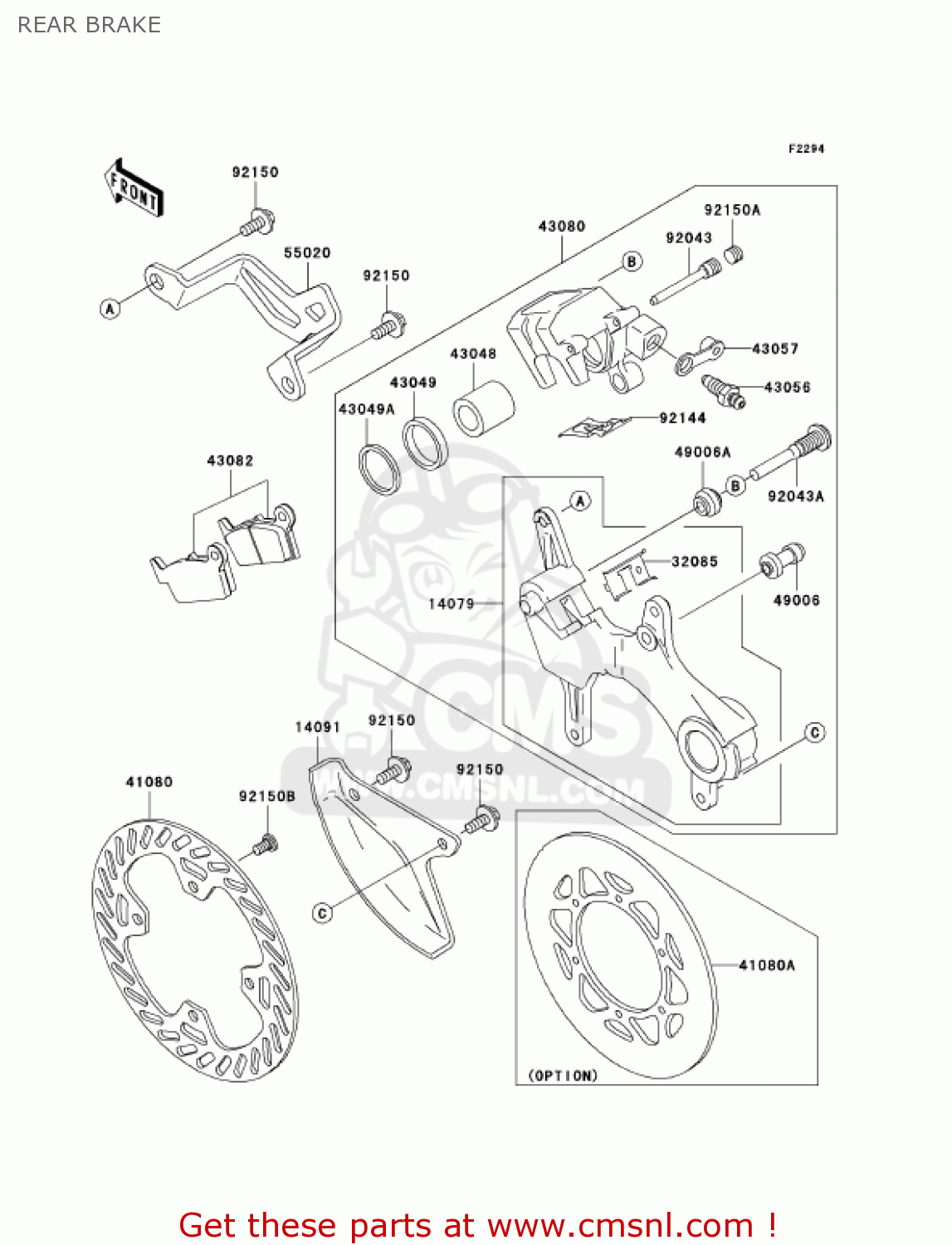 REAR BRAKE KX250-N1 KX250F 2004 USA CANADA