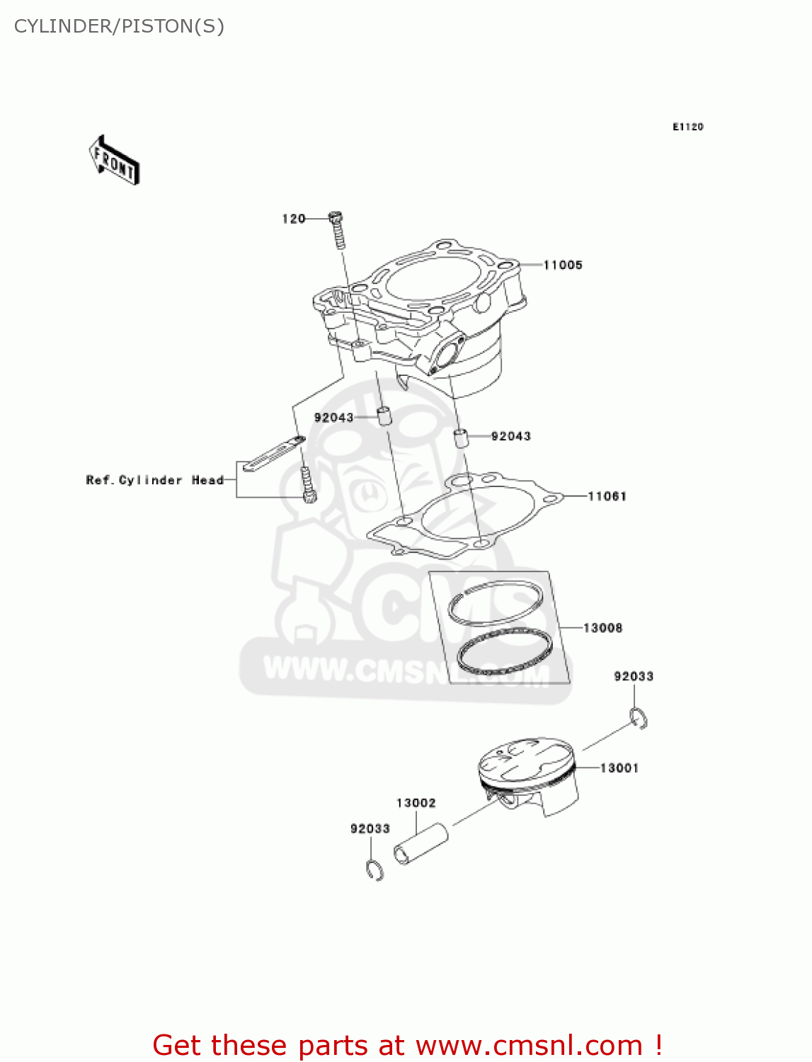 CYLINDER/PISTON(S) KX250-N1 KX250F 2004 USA CANADA