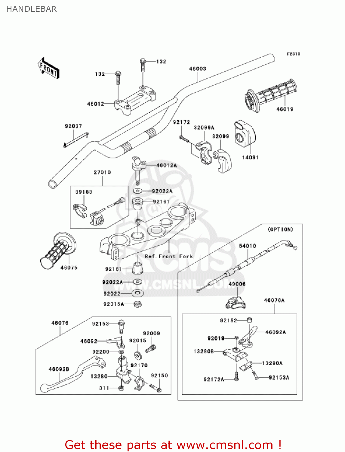 HANDLEBAR KX250-N1 KX250F 2004 USA CANADA