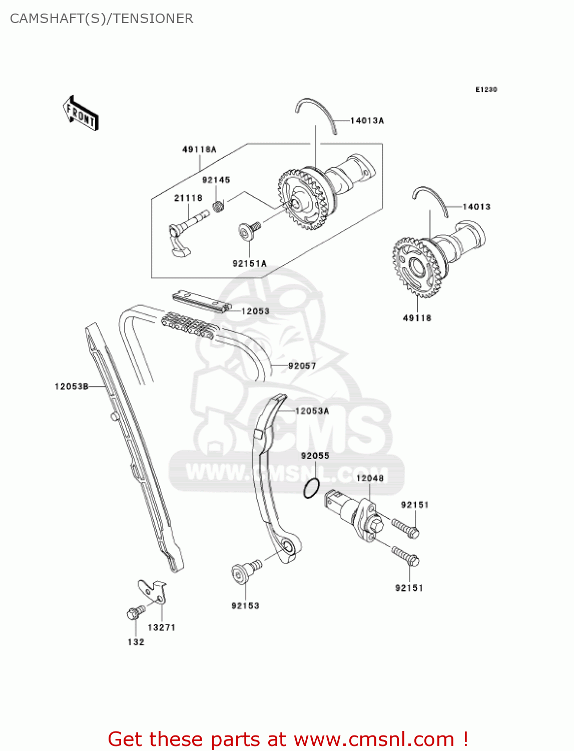 CAMSHAFT(S)/TENSIONER KX250-N1 KX250F 2004 USA CANADA