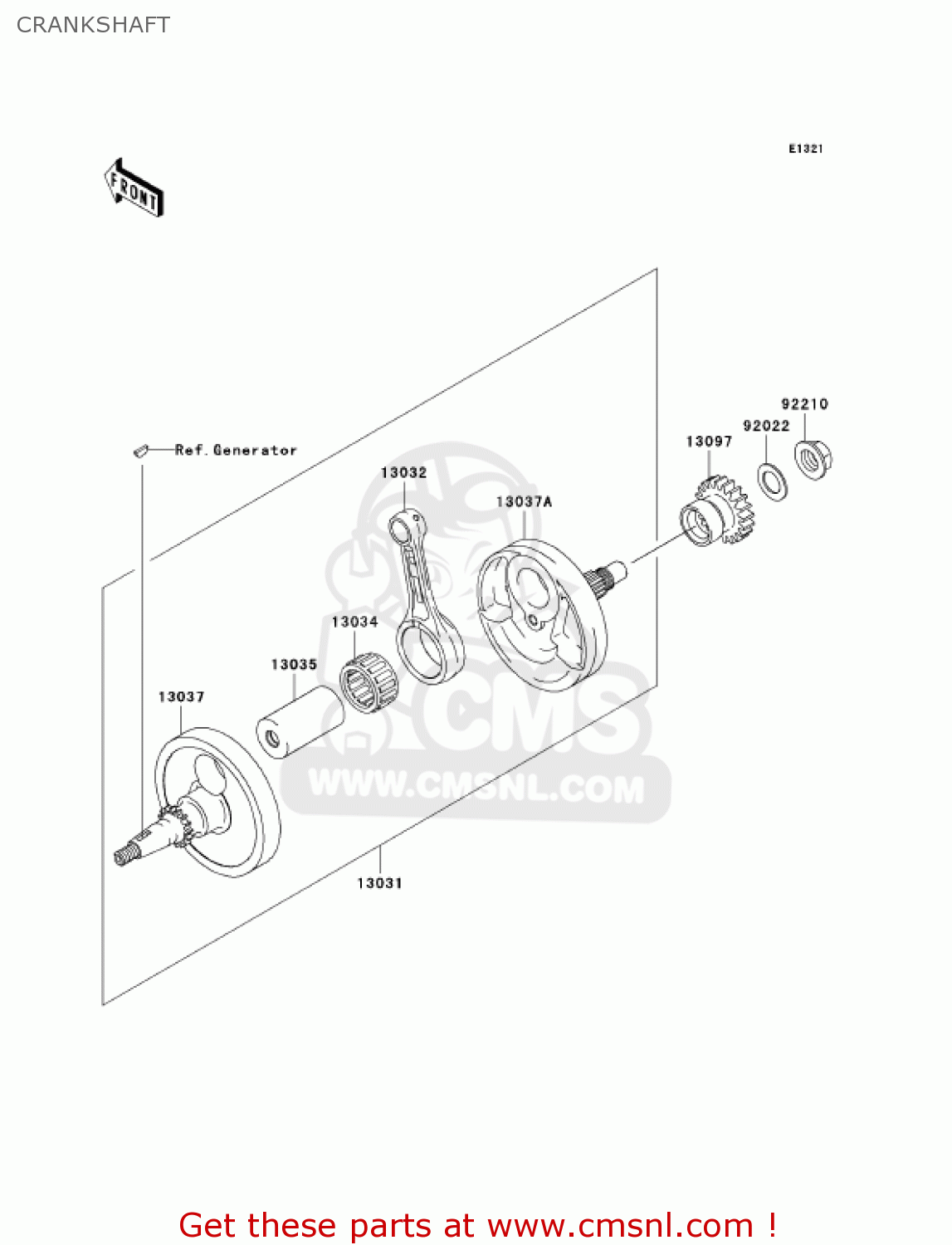 CRANKSHAFT KX250-N1 KX250F 2004 USA CANADA