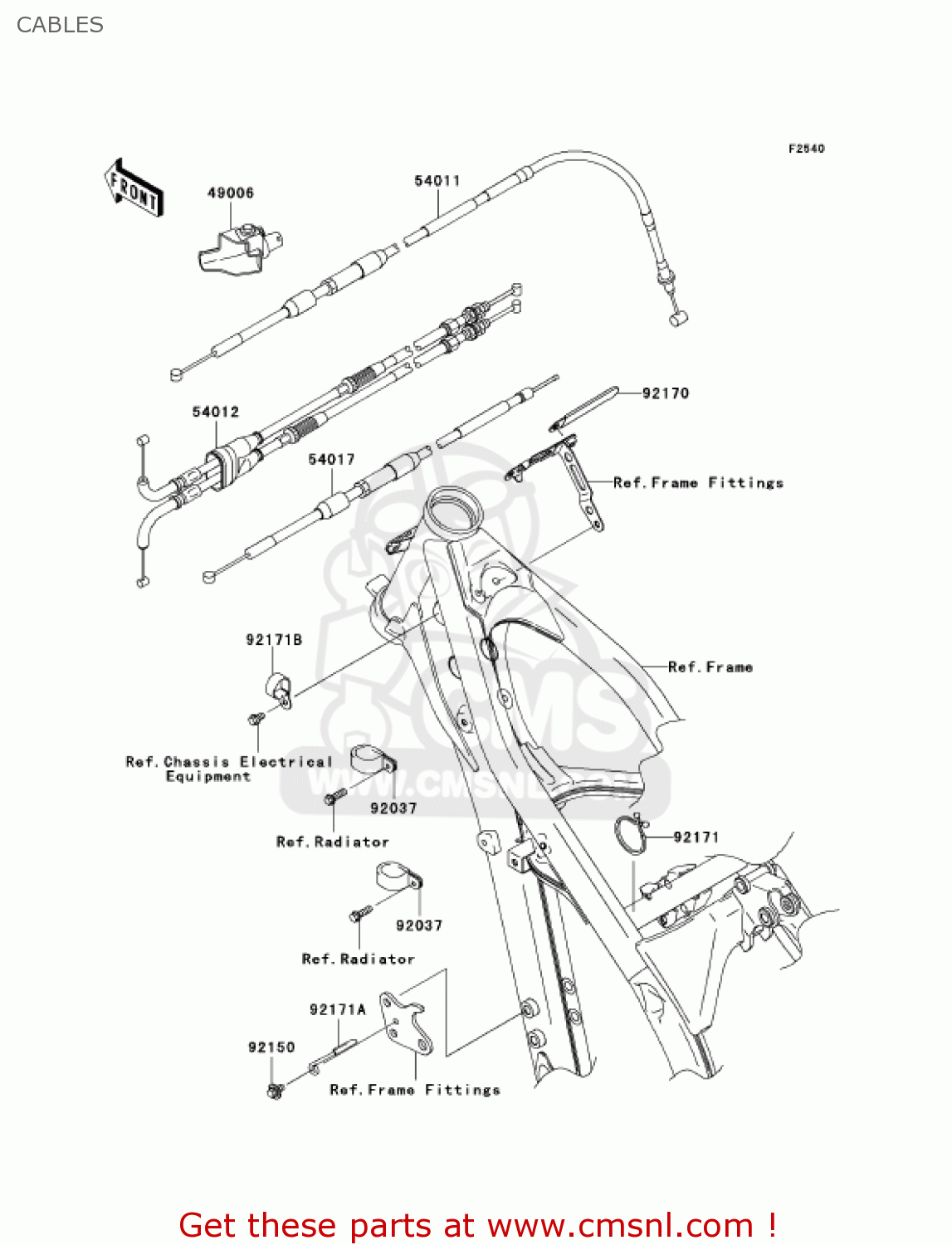 CABLES KX250-N1 KX250F 2004 USA CANADA