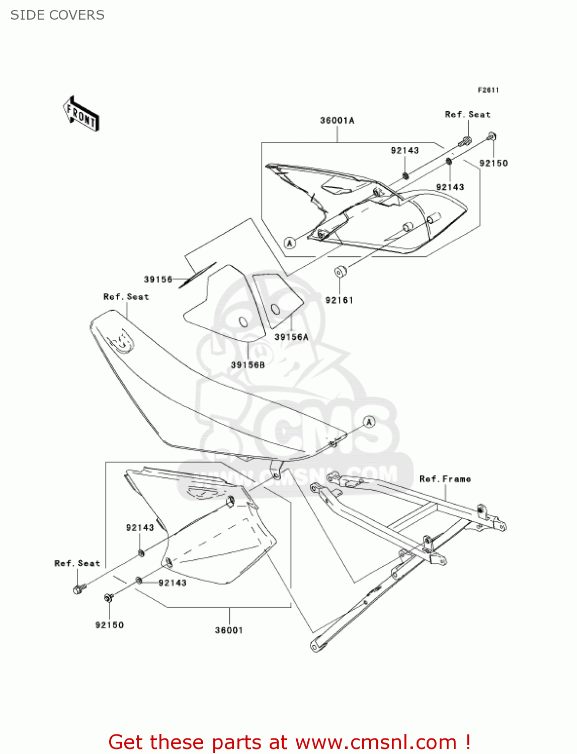 SIDE COVERS KX250-N1 KX250F 2004 USA CANADA