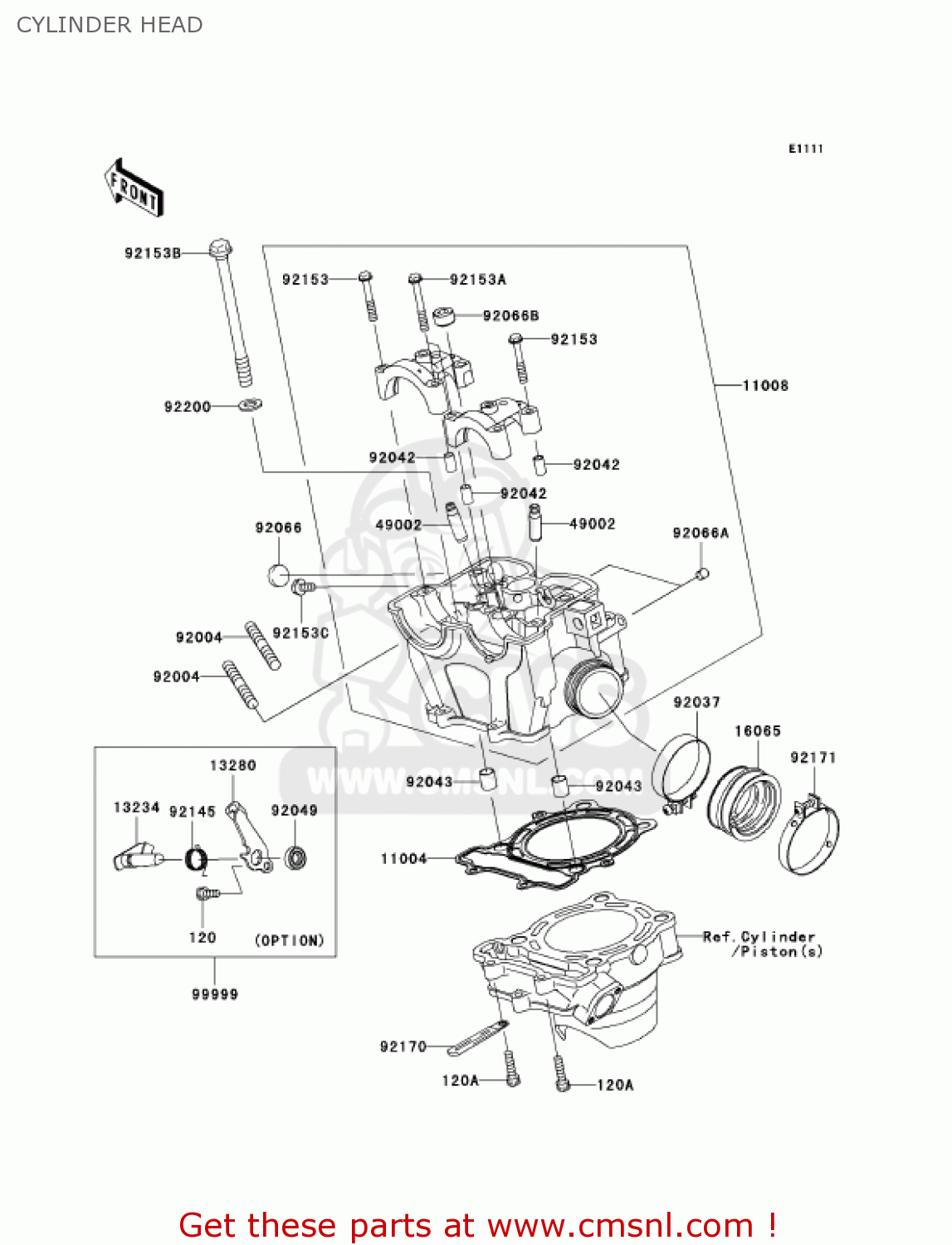 CYLINDER HEAD KX250-N2 KX250F 2005 USA CANADA