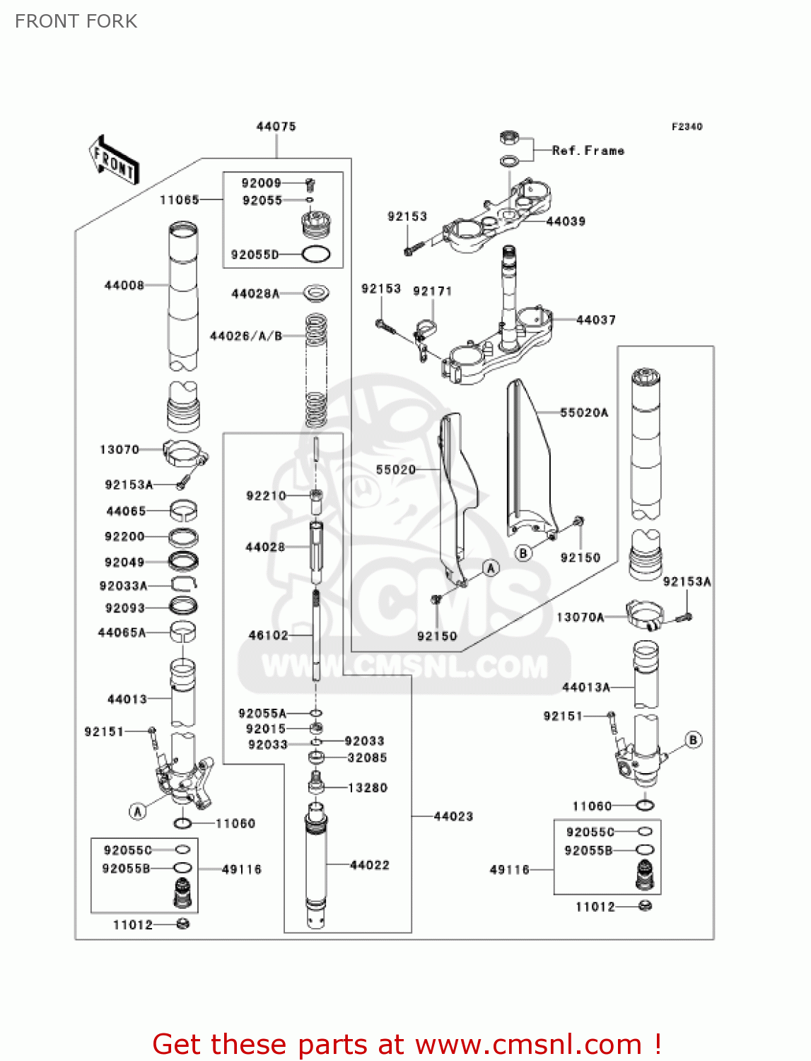 FRONT FORK KX250-N2 KX250F 2005 USA CANADA
