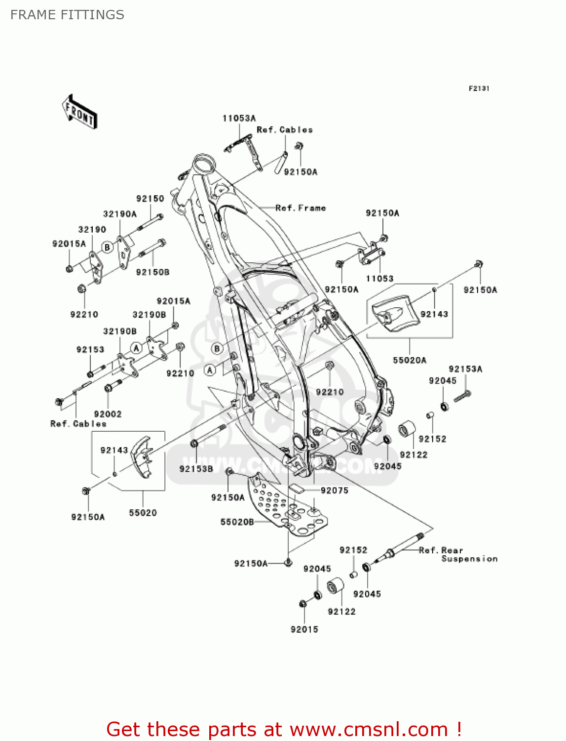 FRAME FITTINGS KX250-N2 KX250F 2005 USA CANADA