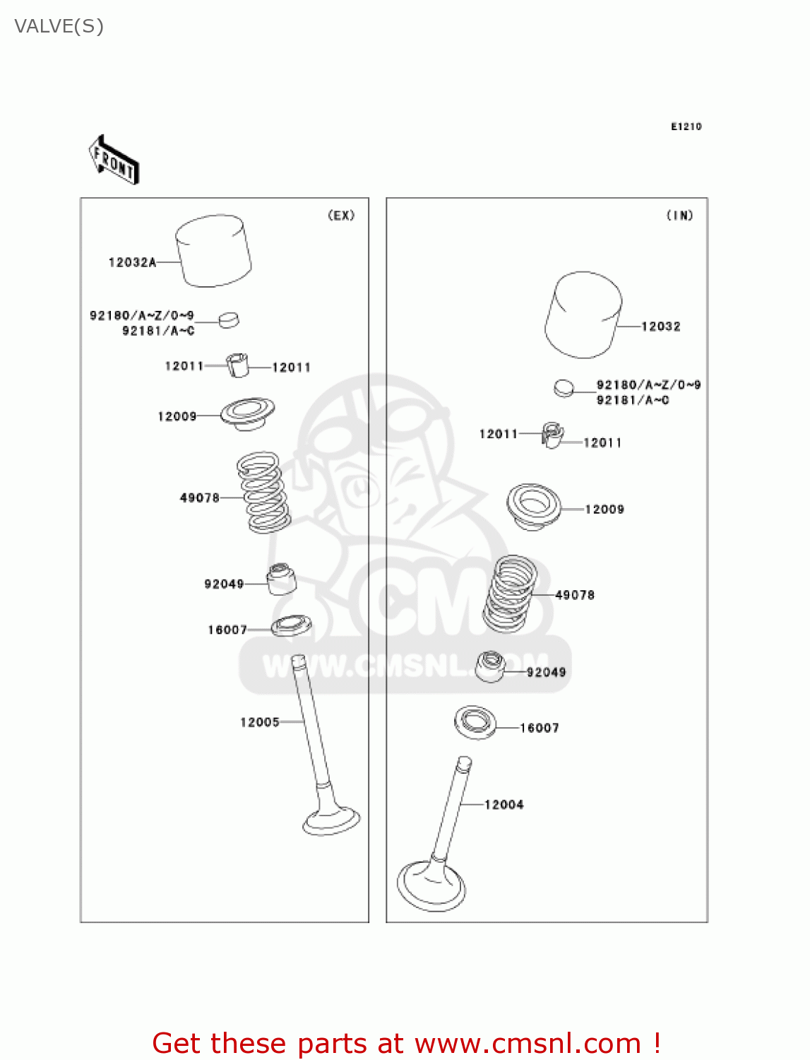 VALVE(S) KX250-N2 KX250F 2005 USA CANADA