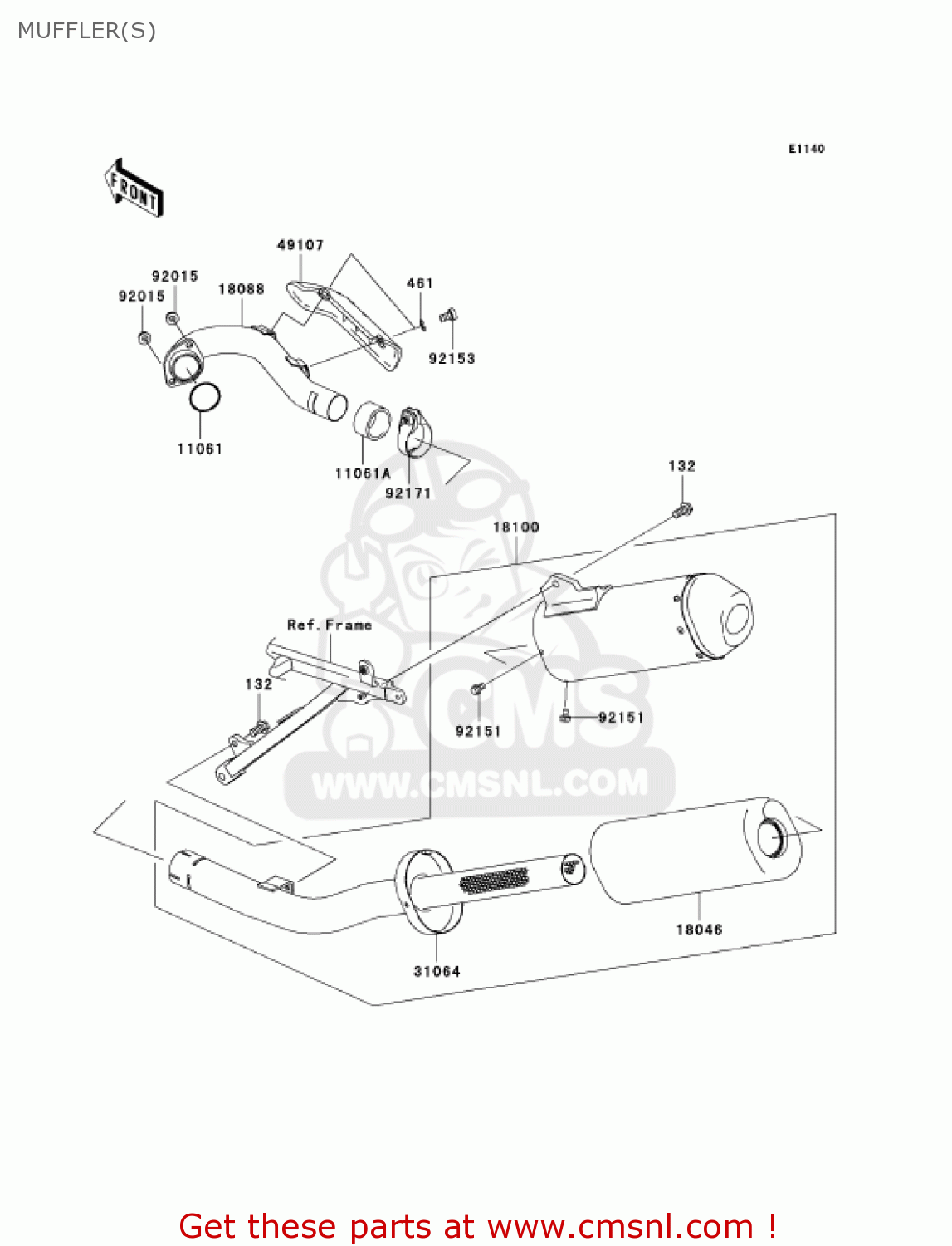 MUFFLER(S) KX250-N2 KX250F 2005 USA CANADA