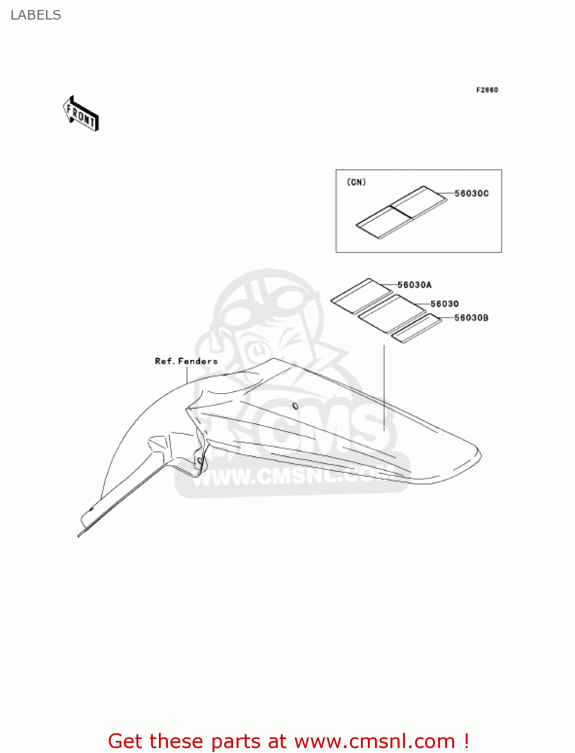LABELS KX250-N2 KX250F 2005 USA CANADA