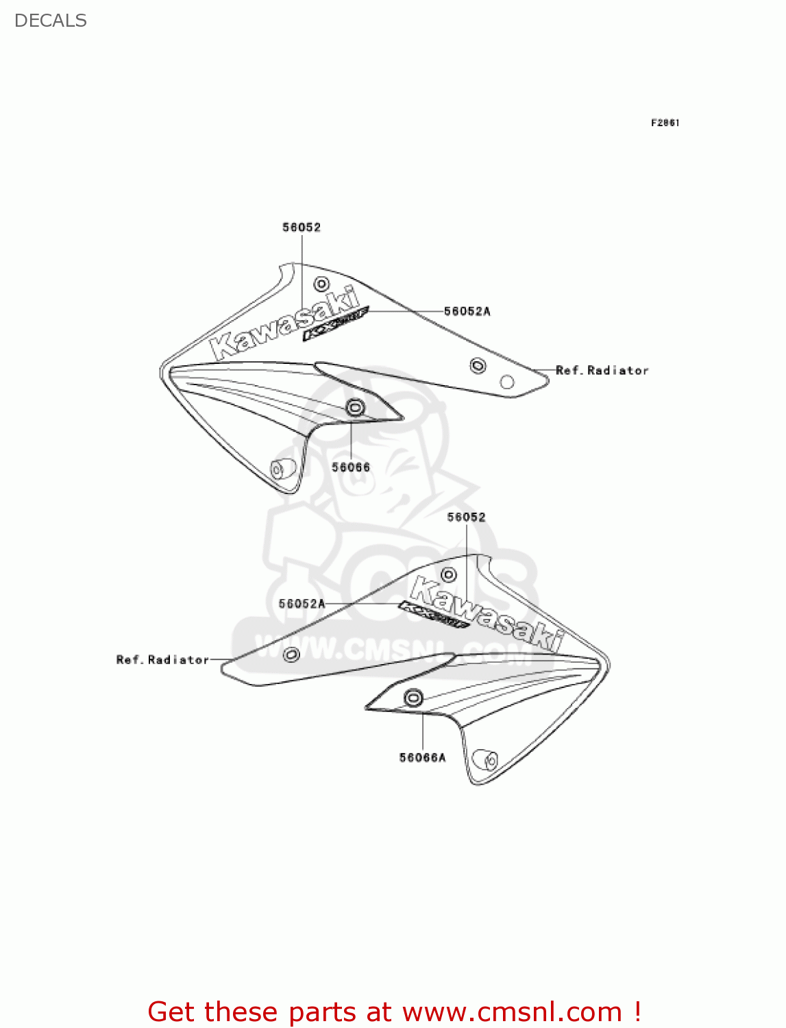 DECALS KX250-N2 KX250F 2005 USA CANADA