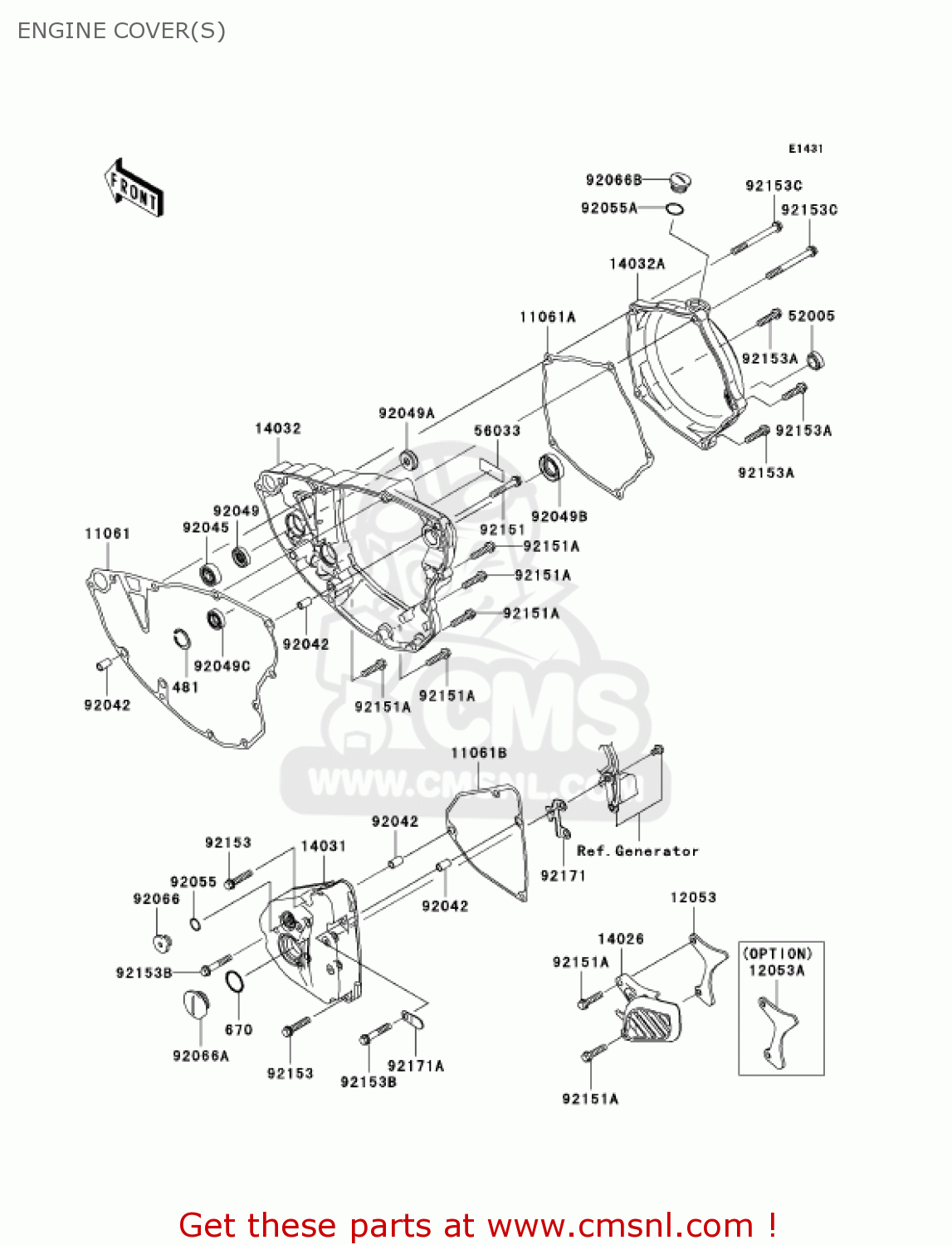 ENGINE COVER(S) KX250-N2 KX250F 2005 USA CANADA