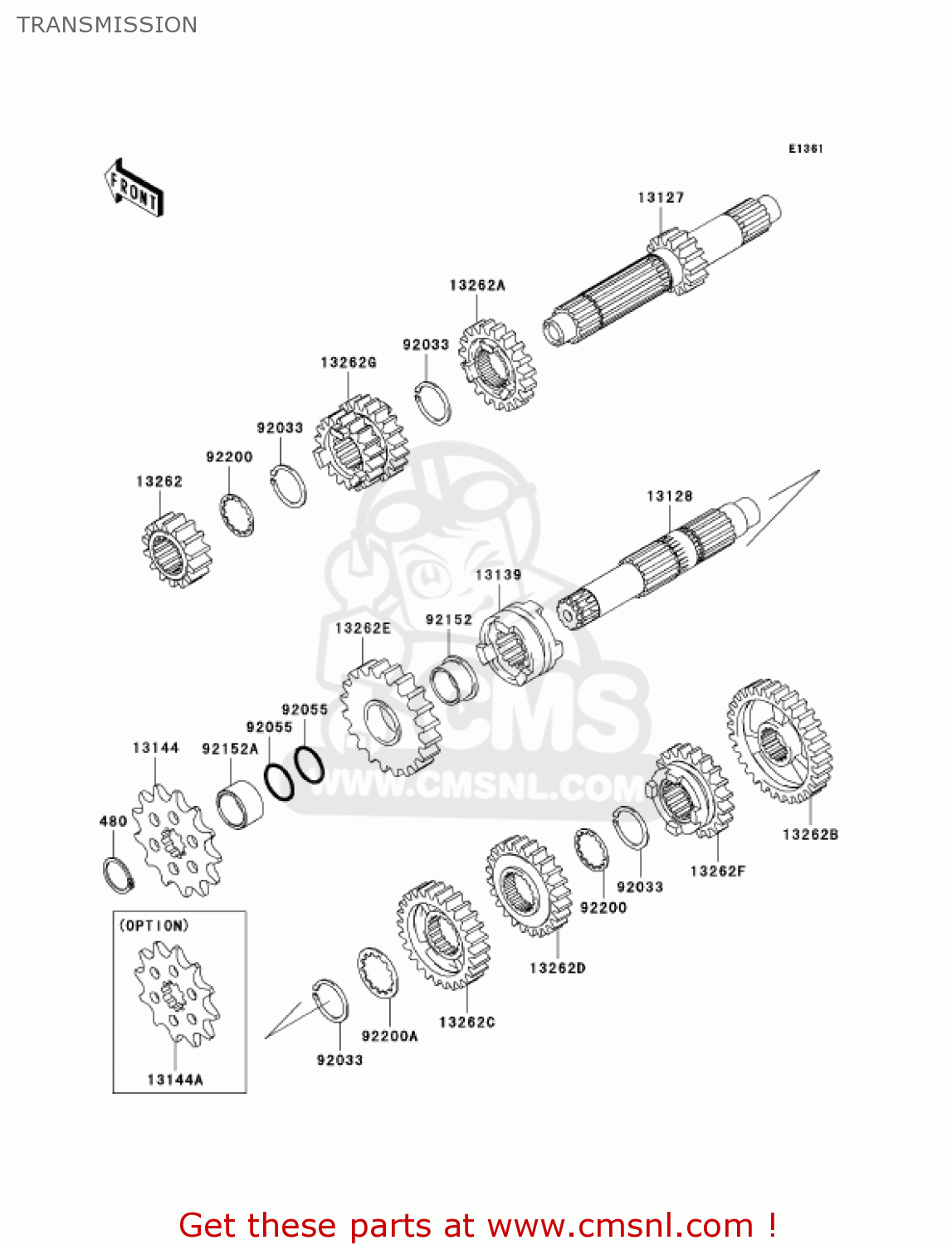 TRANSMISSION KX250-N2 KX250F 2005 USA CANADA