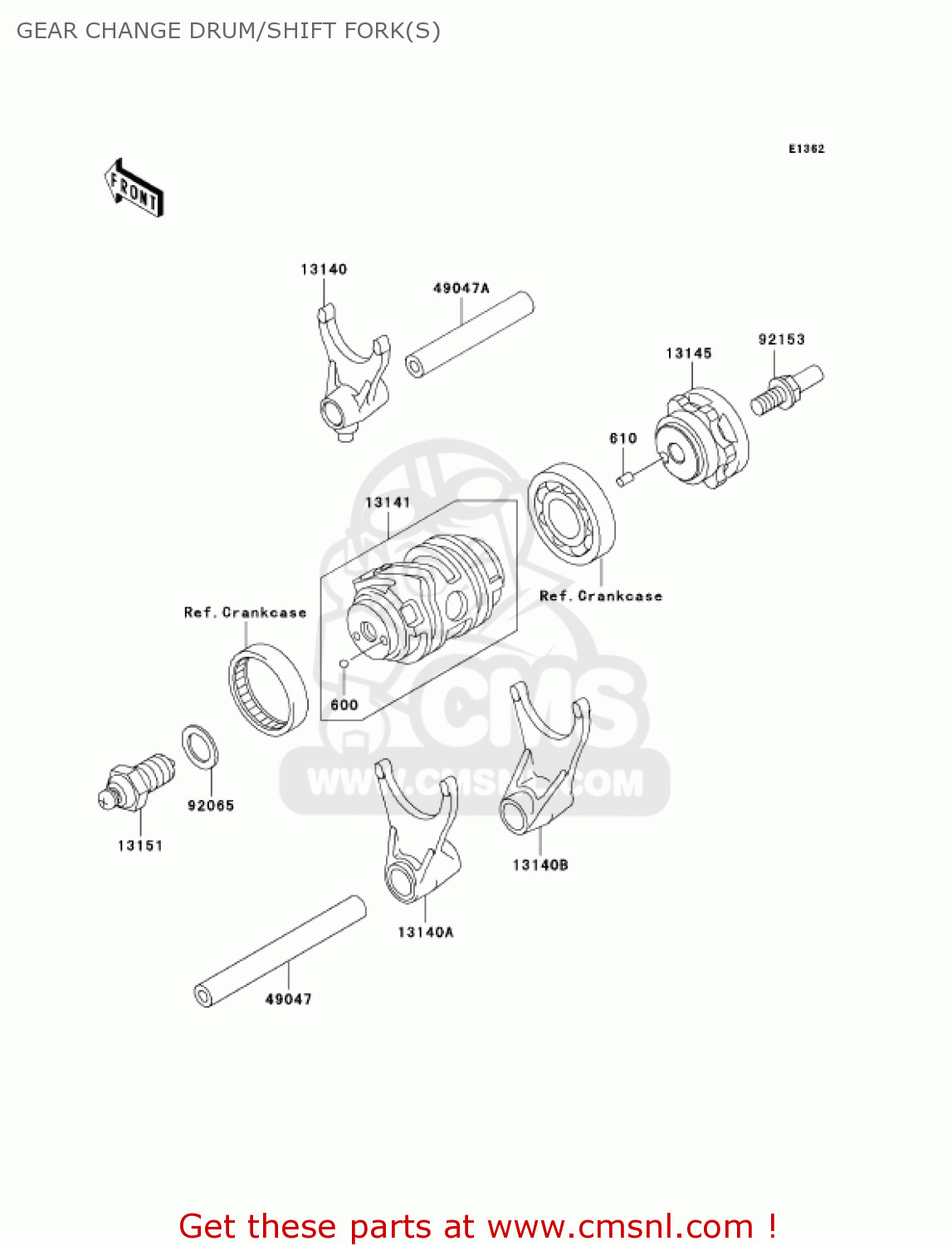 GEAR CHANGE DRUM/SHIFT FORK(S) KX250-N2 KX250F 2005 USA CANADA