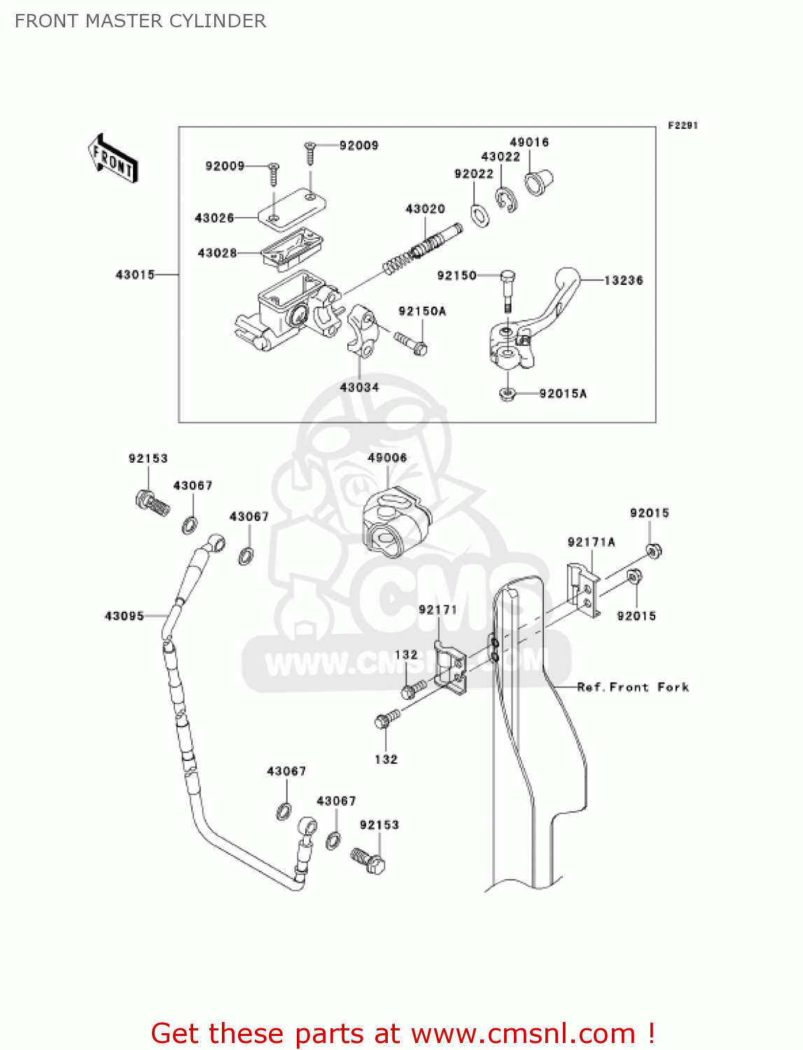 FRONT MASTER CYLINDER KX250-N2 KX250F 2005 USA CANADA