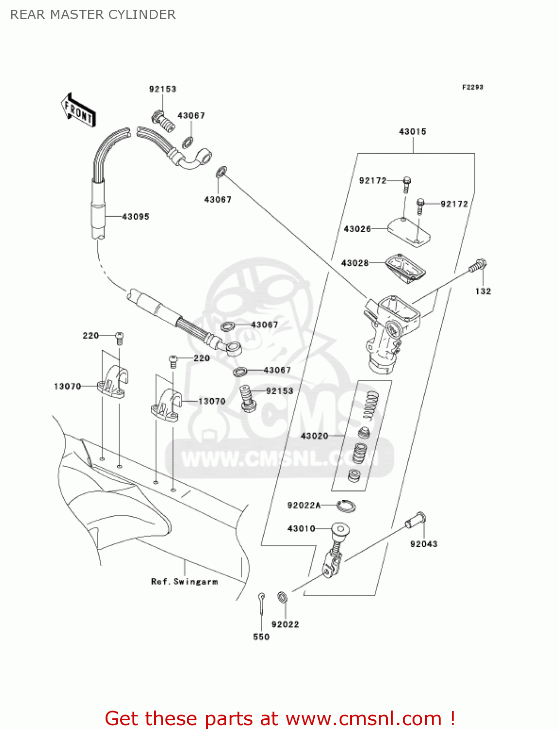 REAR MASTER CYLINDER KX250-N2 KX250F 2005 USA CANADA