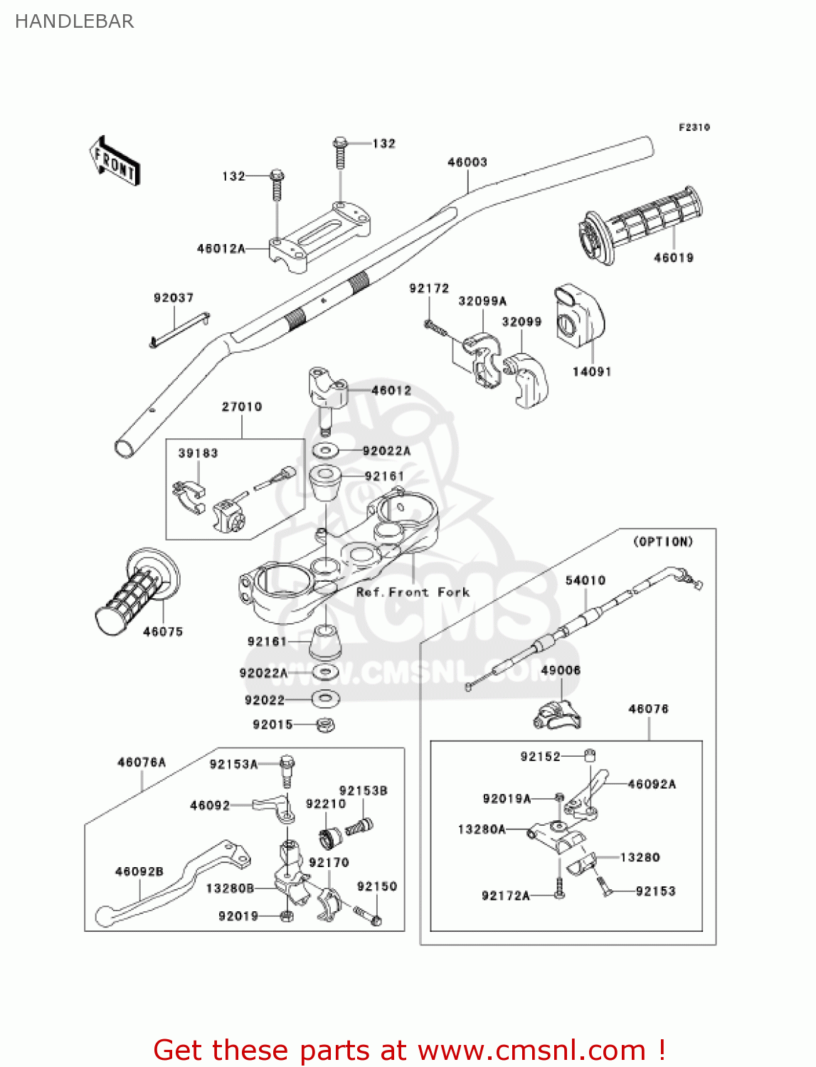 HANDLEBAR KX250-N2 KX250F 2005 USA CANADA