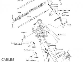 CABLES - KX250-N2 KX250F 2005 USA CANADA