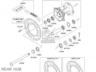 REAR HUB - KX250-N2 KX250F 2005 USA CANADA