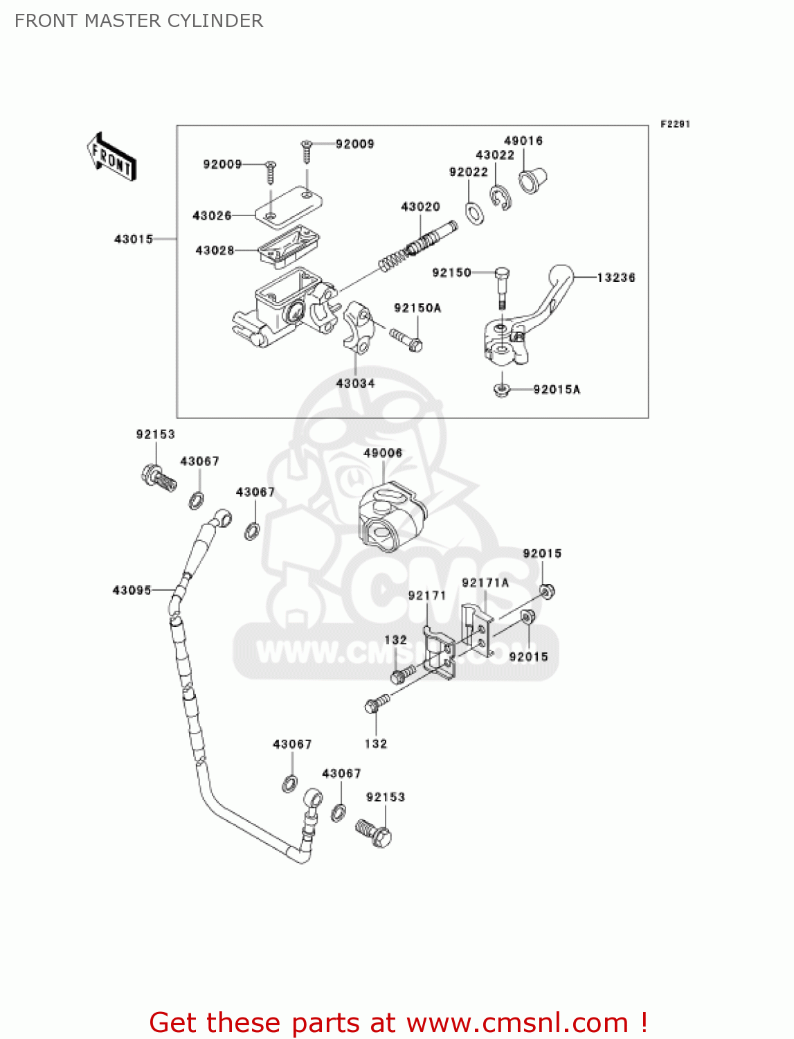 FRONT MASTER CYLINDER KX250-R1 KX250 2005 USA CANADA