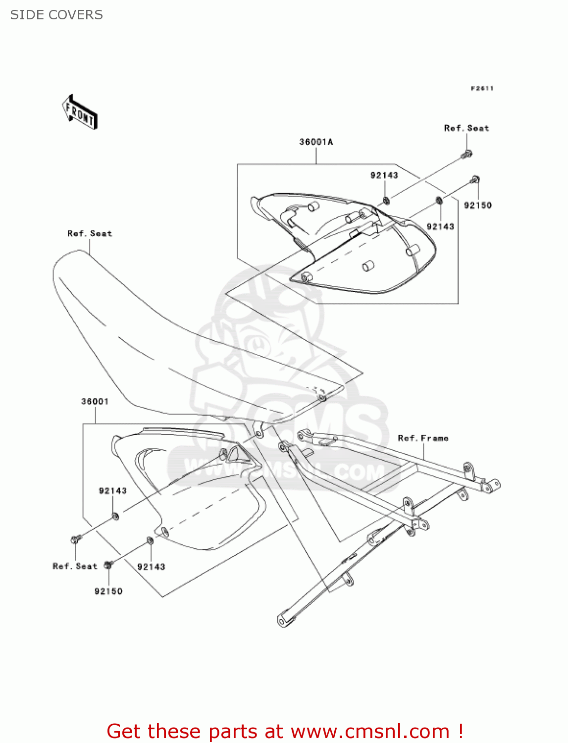 SIDE COVERS KX250-R1 KX250 2005 USA CANADA