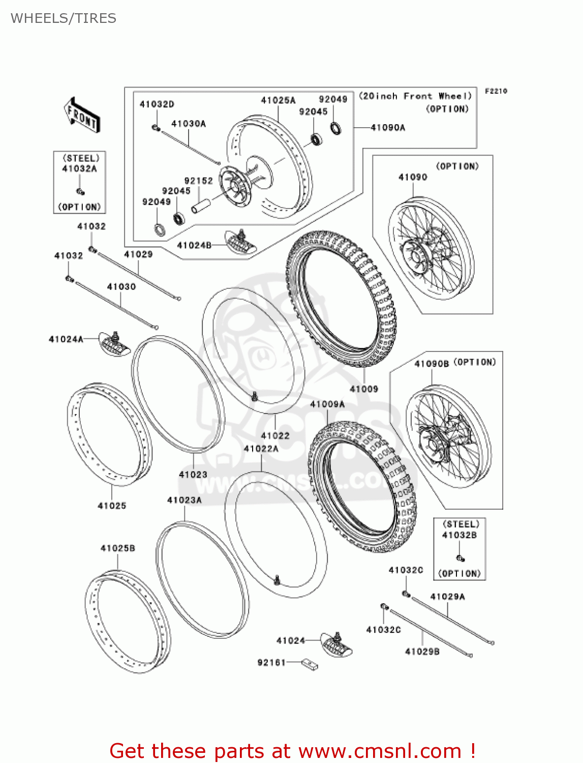 WHEELS/TIRES KX250-R1 KX250 2005 USA CANADA