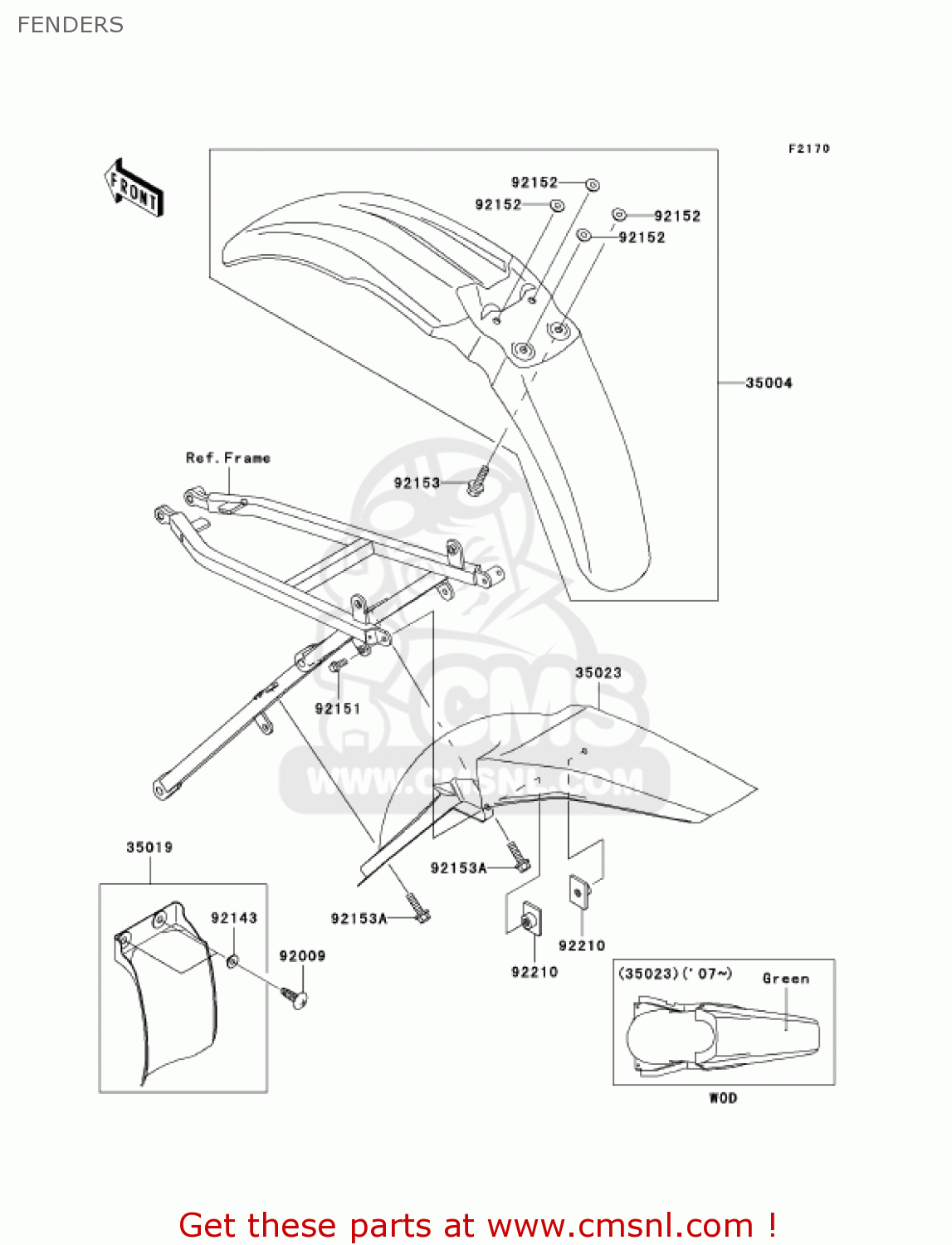 FENDERS KX250R6F KX250 2006 USA CANADA