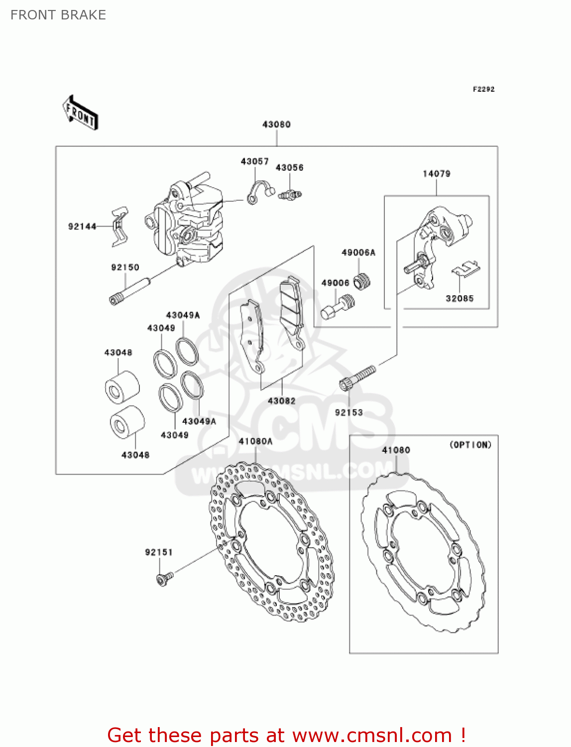 FRONT BRAKE KX250R6F KX250 2006 USA CANADA