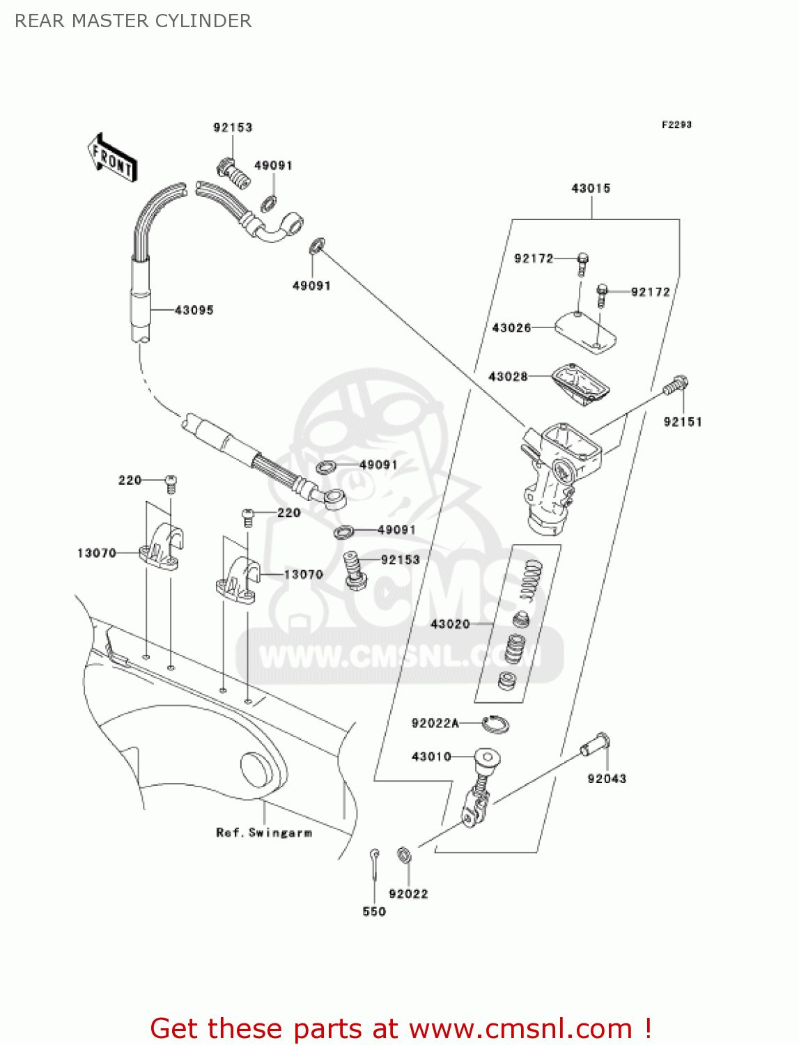 REAR MASTER CYLINDER KX250R6F KX250 2006 USA CANADA