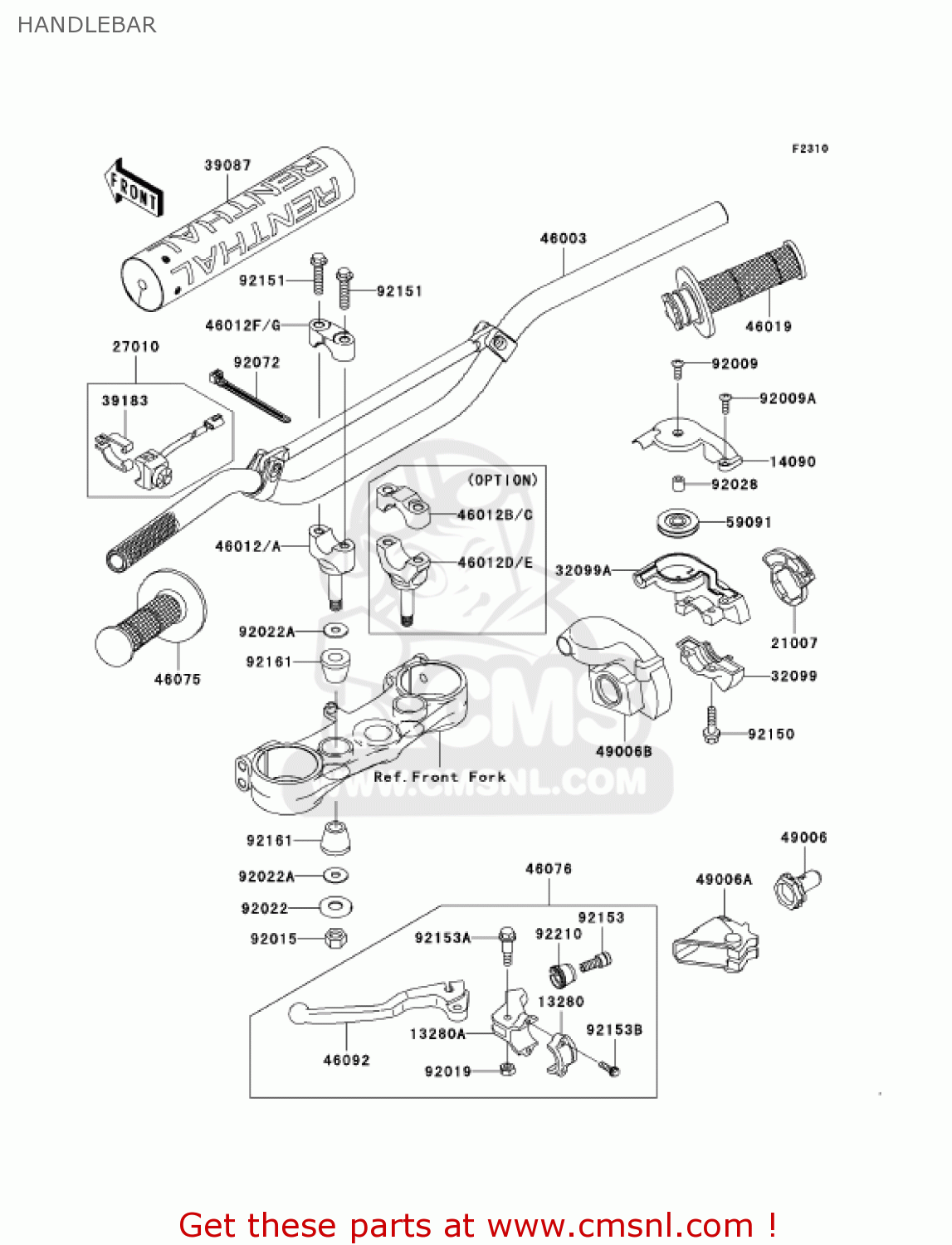 HANDLEBAR KX250R6F KX250 2006 USA CANADA