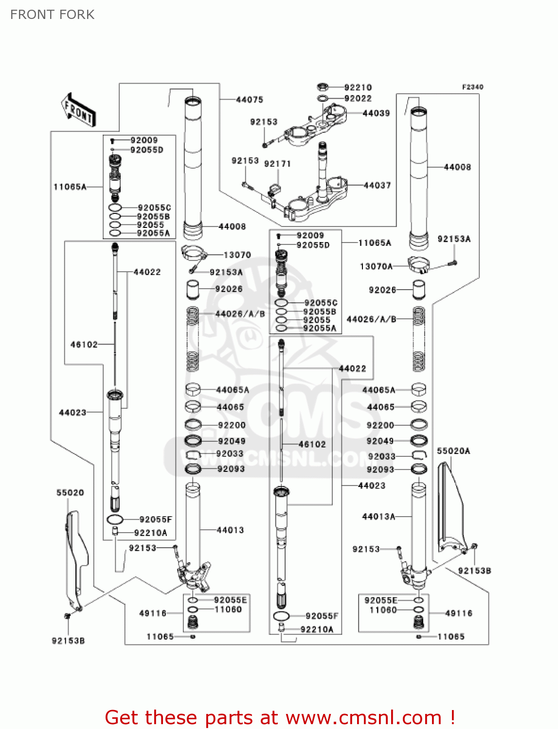 FRONT FORK KX250R6F KX250 2006 USA CANADA