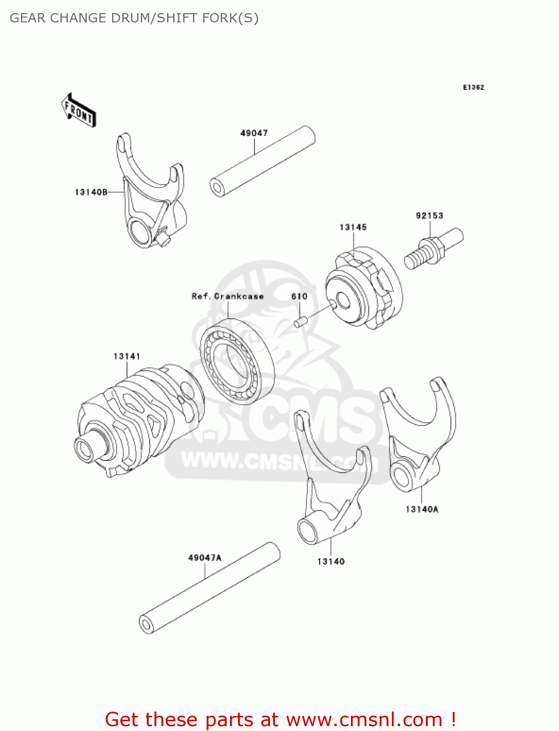 GEAR CHANGE DRUM/SHIFT FORK(S) KX250R7F KX250 2007 USA CANADA