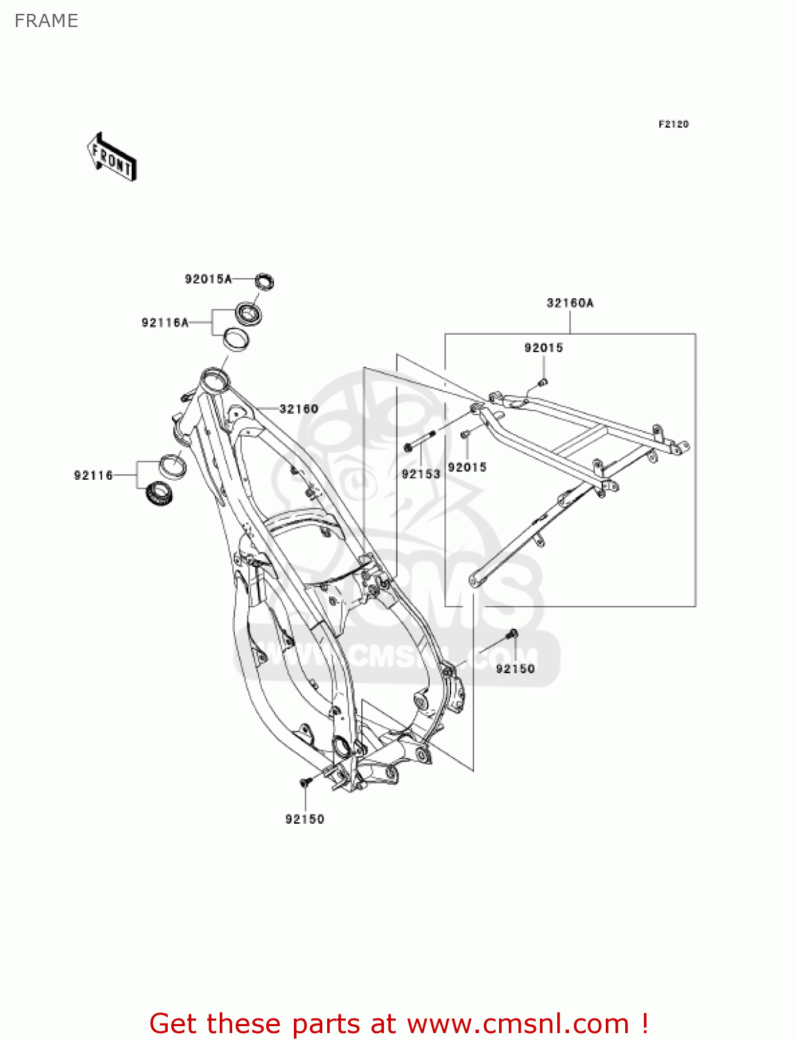 FRAME KX250R7F KX250 2007 USA CANADA