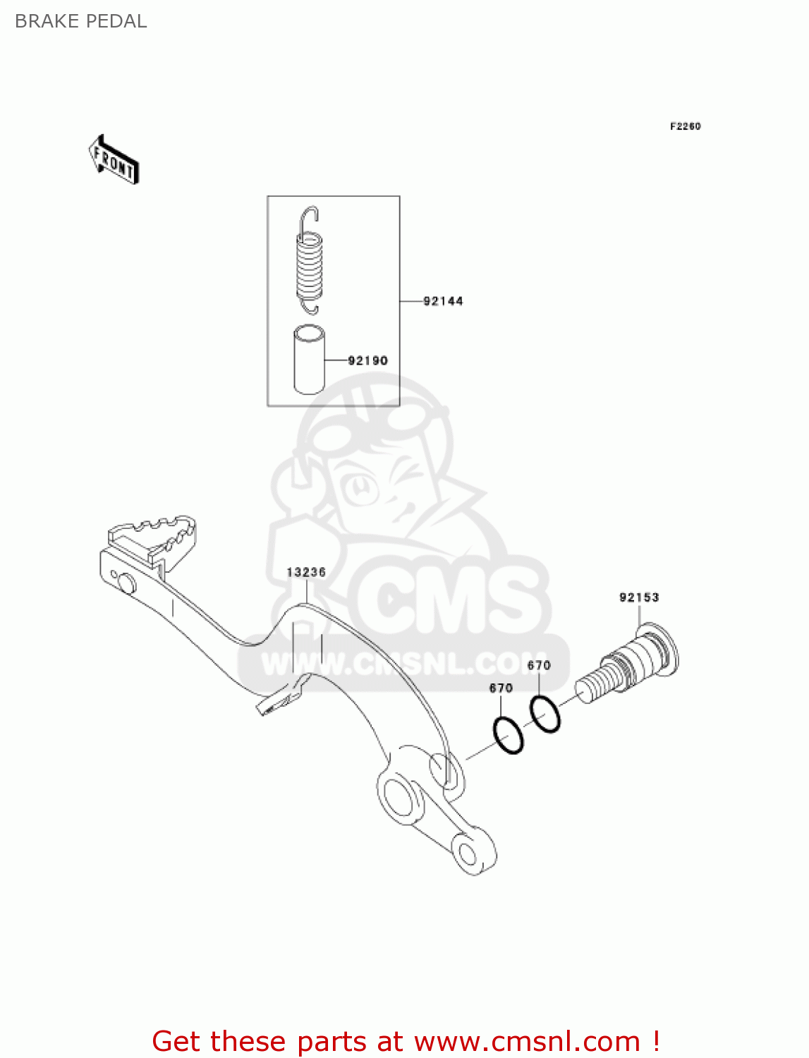 BRAKE PEDAL KX250R7F KX250 2007 USA CANADA