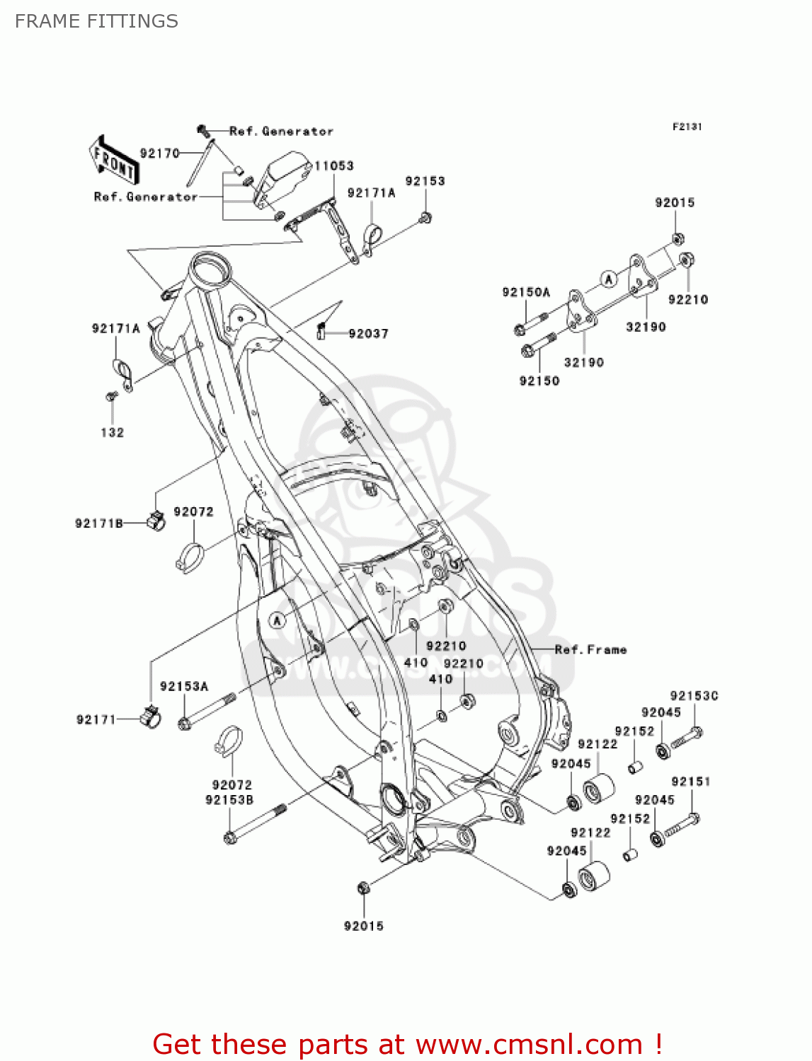 FRAME FITTINGS KX250R7F KX250 2007 USA CANADA