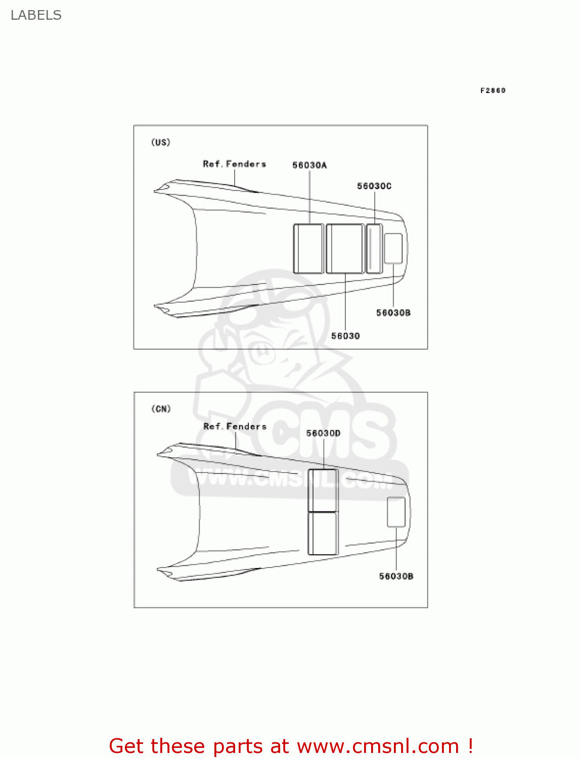 LABELS KX250R7F KX250 2007 USA CANADA