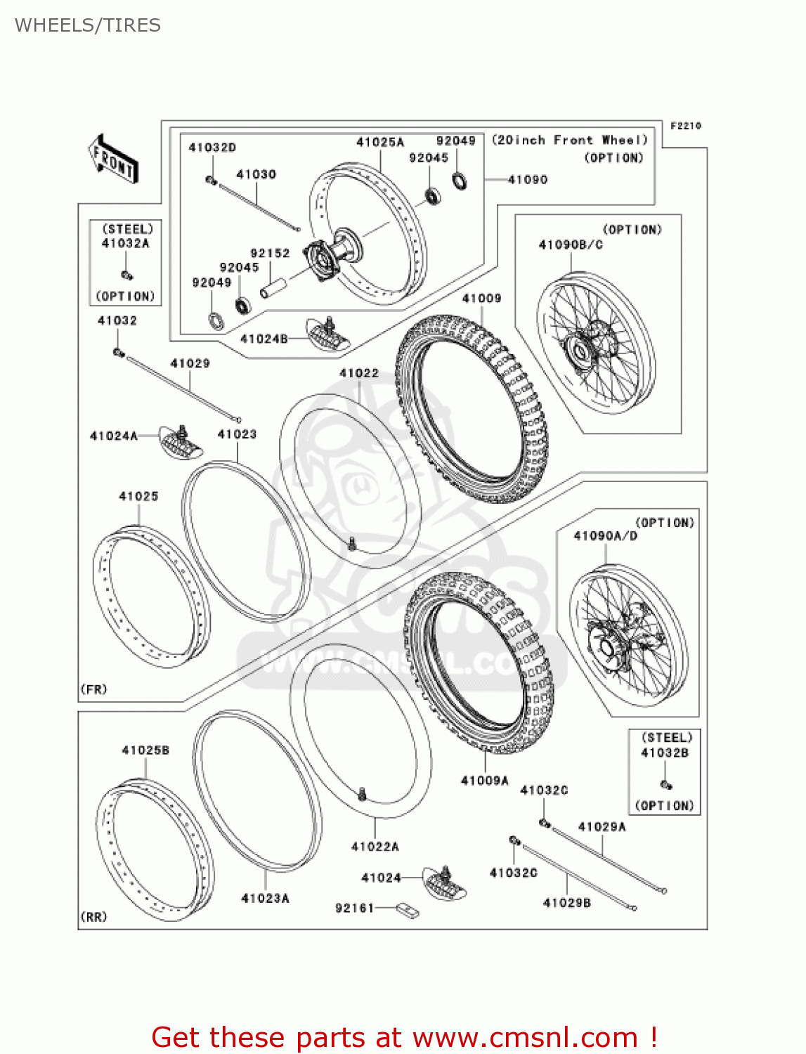 WHEELS/TIRES KX250R7F KX250 2007 USA CANADA