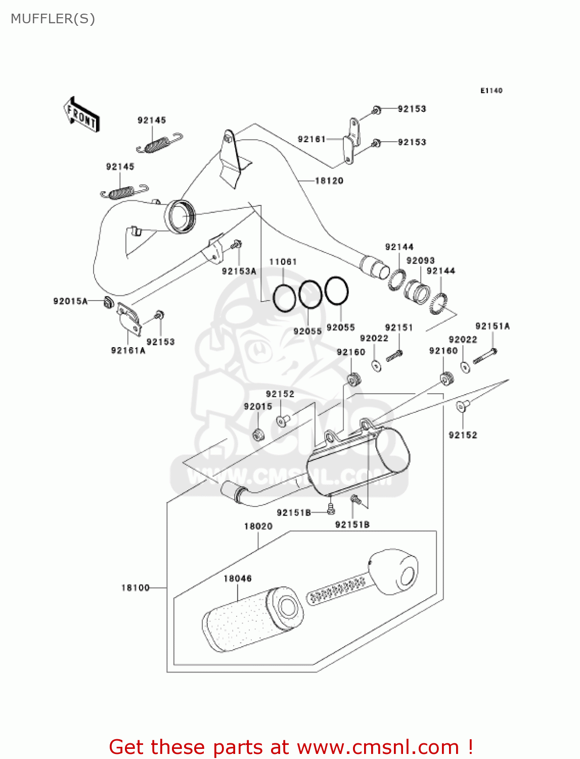 MUFFLER(S) KX250R7F KX250 2007 USA CANADA