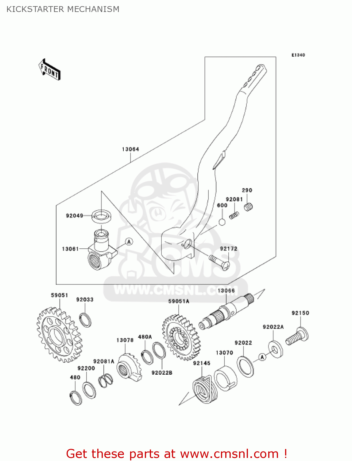 KICKSTARTER MECHANISM KX250R7F KX250 2007 USA CANADA