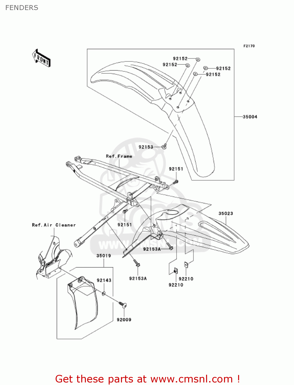 FENDERS KX250T6F KX250F 2006 USA CANADA