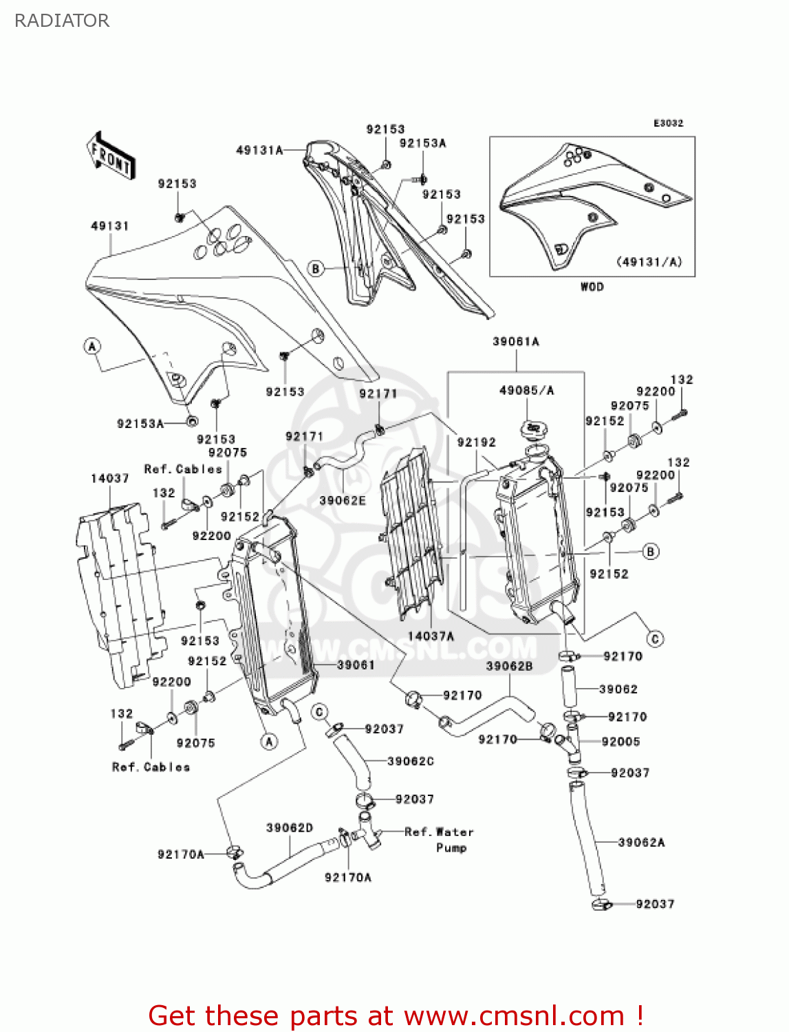 RADIATOR KX250T6F KX250F 2006 USA CANADA