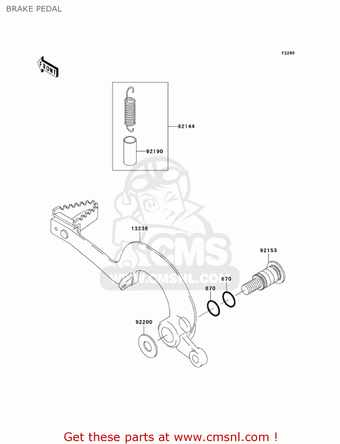 BRAKE PEDAL KX250T6F KX250F 2006 USA CANADA