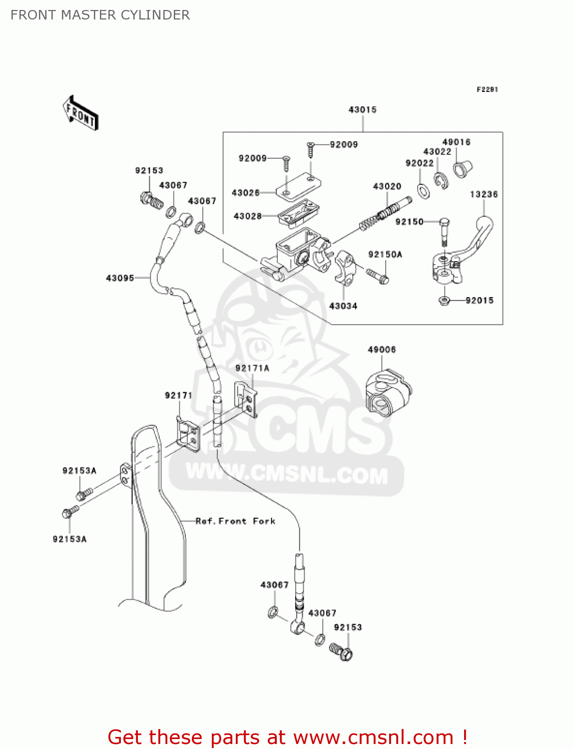 FRONT MASTER CYLINDER KX250T6F KX250F 2006 USA CANADA
