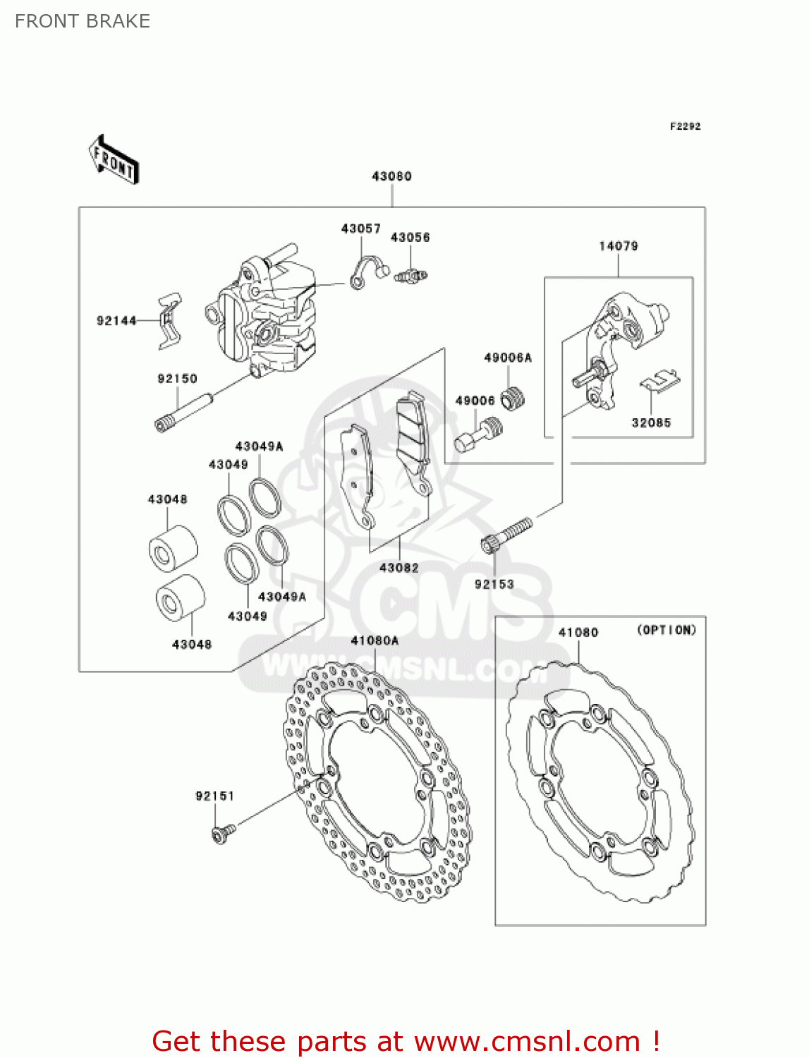 FRONT BRAKE KX250T6F KX250F 2006 USA CANADA