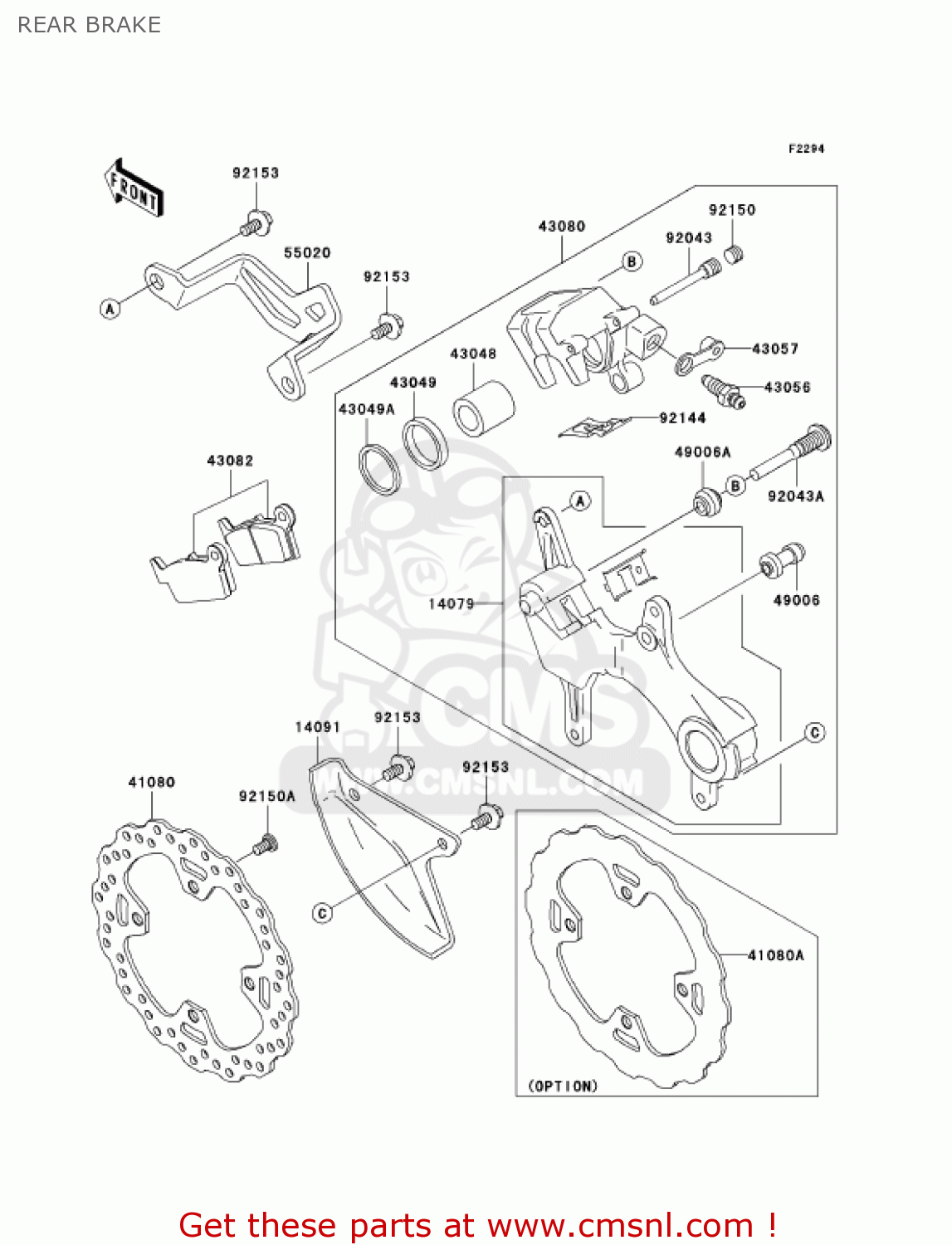 REAR BRAKE KX250T6F KX250F 2006 USA CANADA