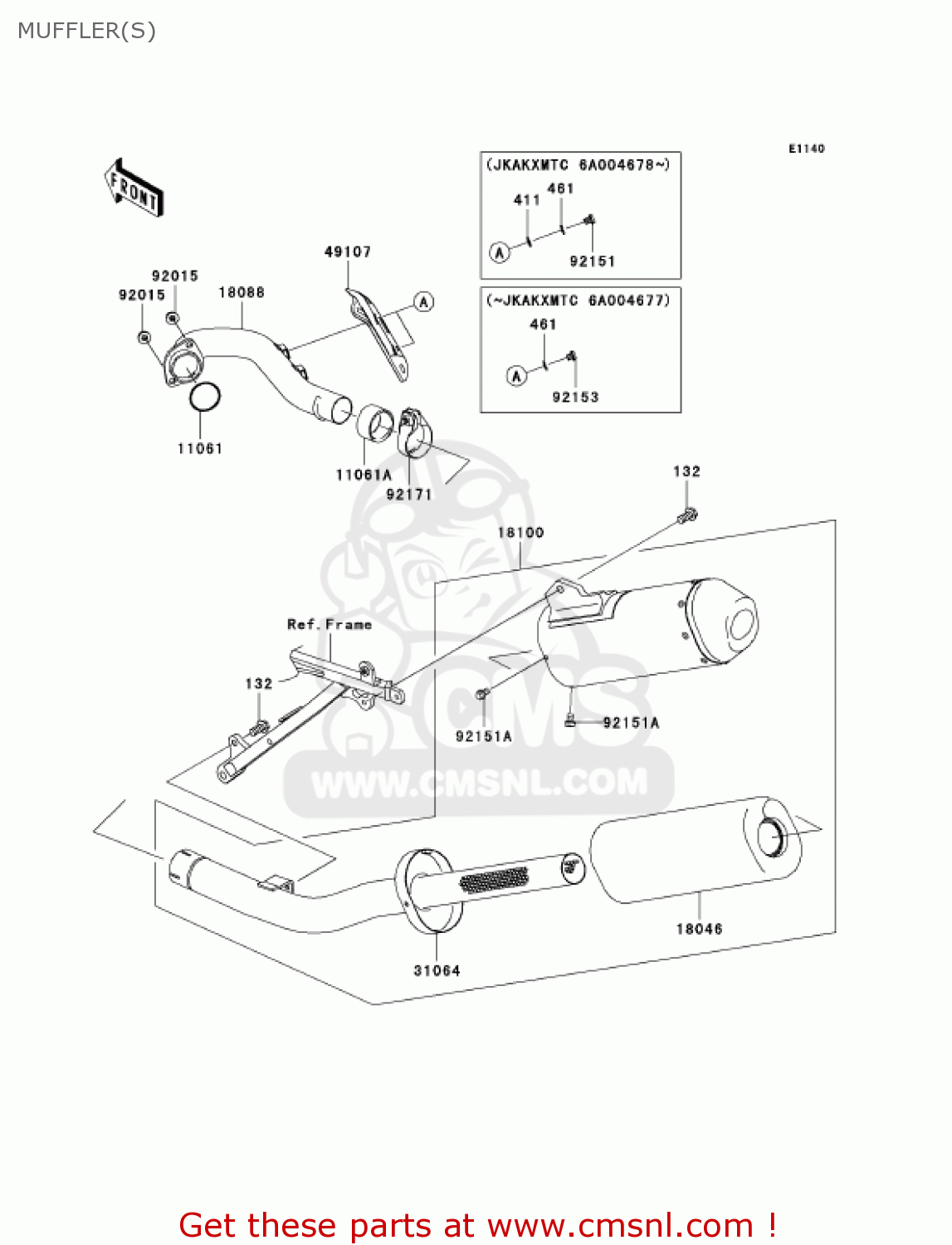 MUFFLER(S) KX250T6F KX250F 2006 USA CANADA