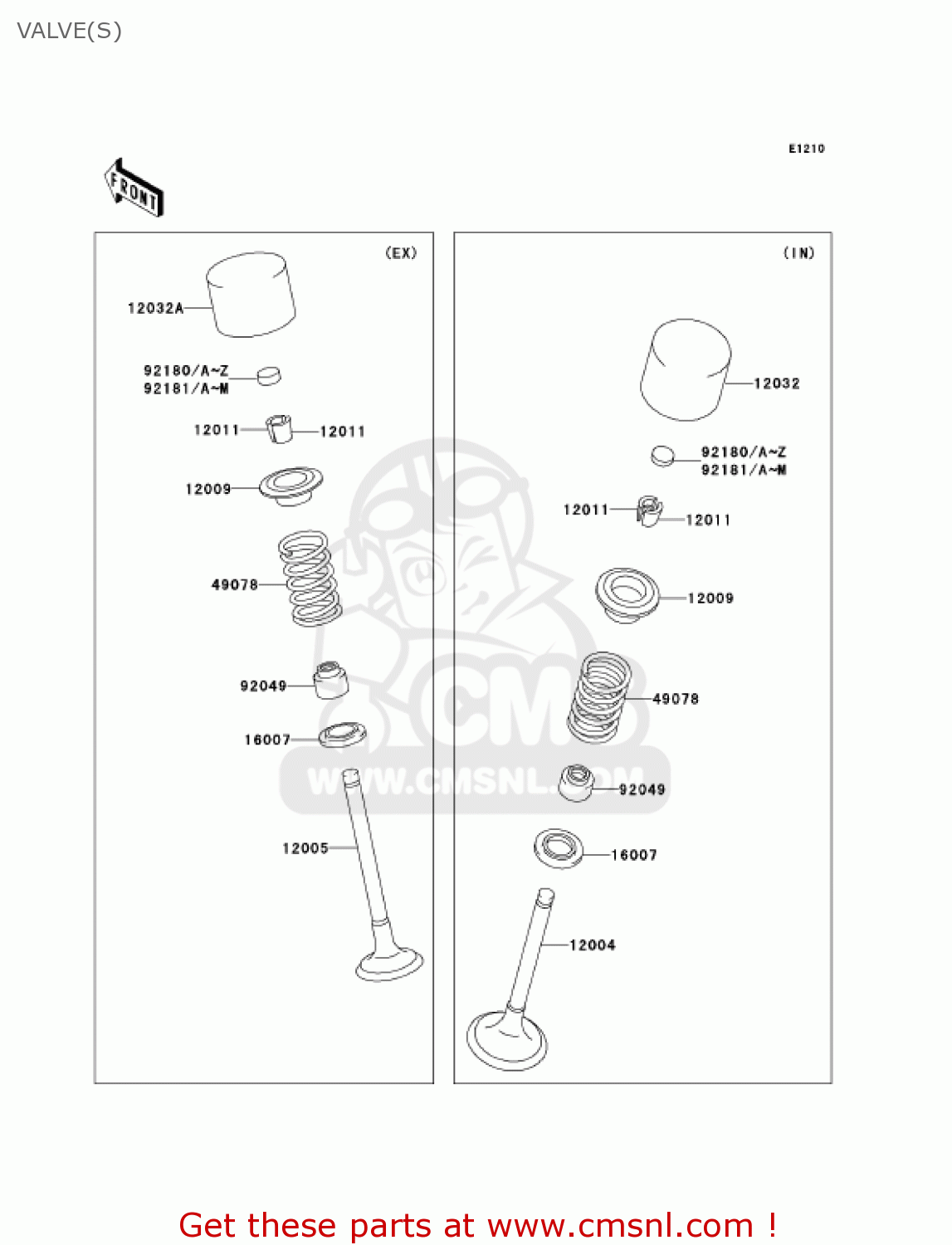 VALVE(S) KX250T6F KX250F 2006 USA CANADA